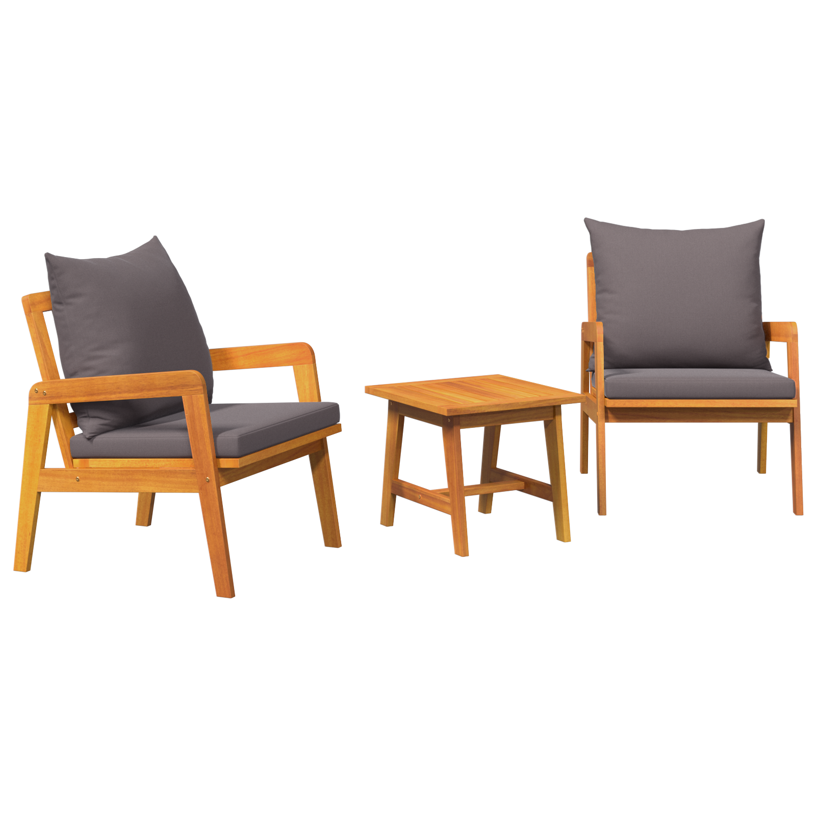 3 Piece Bistro Set with Cushions Solid Wood Acacia - Image 2