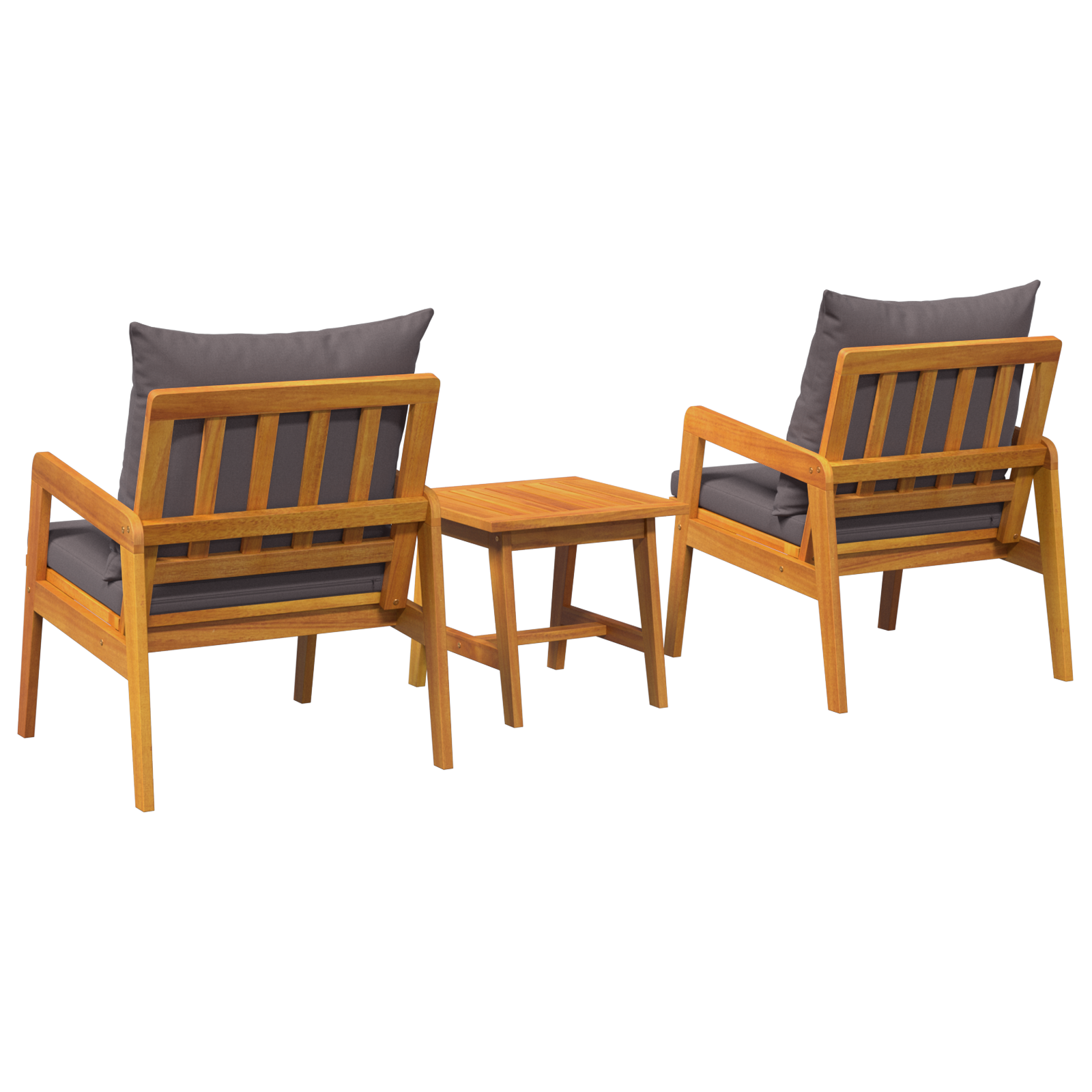 3 Piece Bistro Set with Cushions Solid Wood Acacia - Image 8