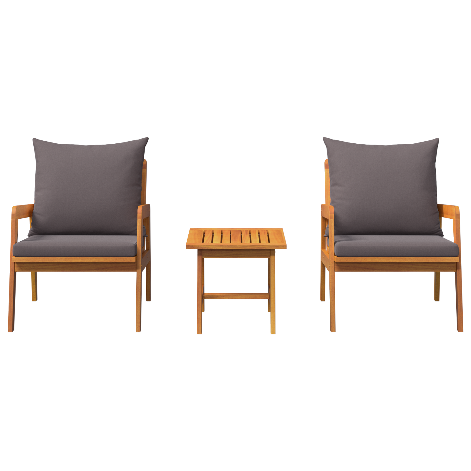 3 Piece Bistro Set with Cushions Solid Wood Acacia - Image 7