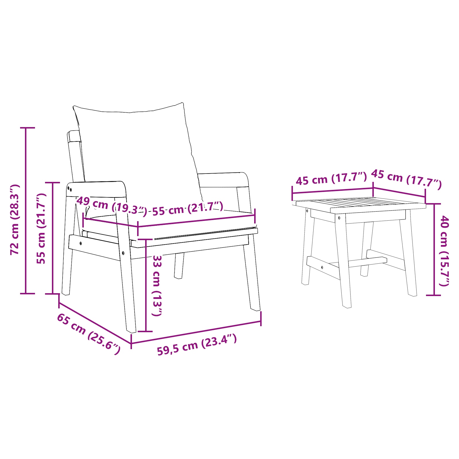 3 Piece Bistro Set with Cushions Solid Wood Acacia - Image 10