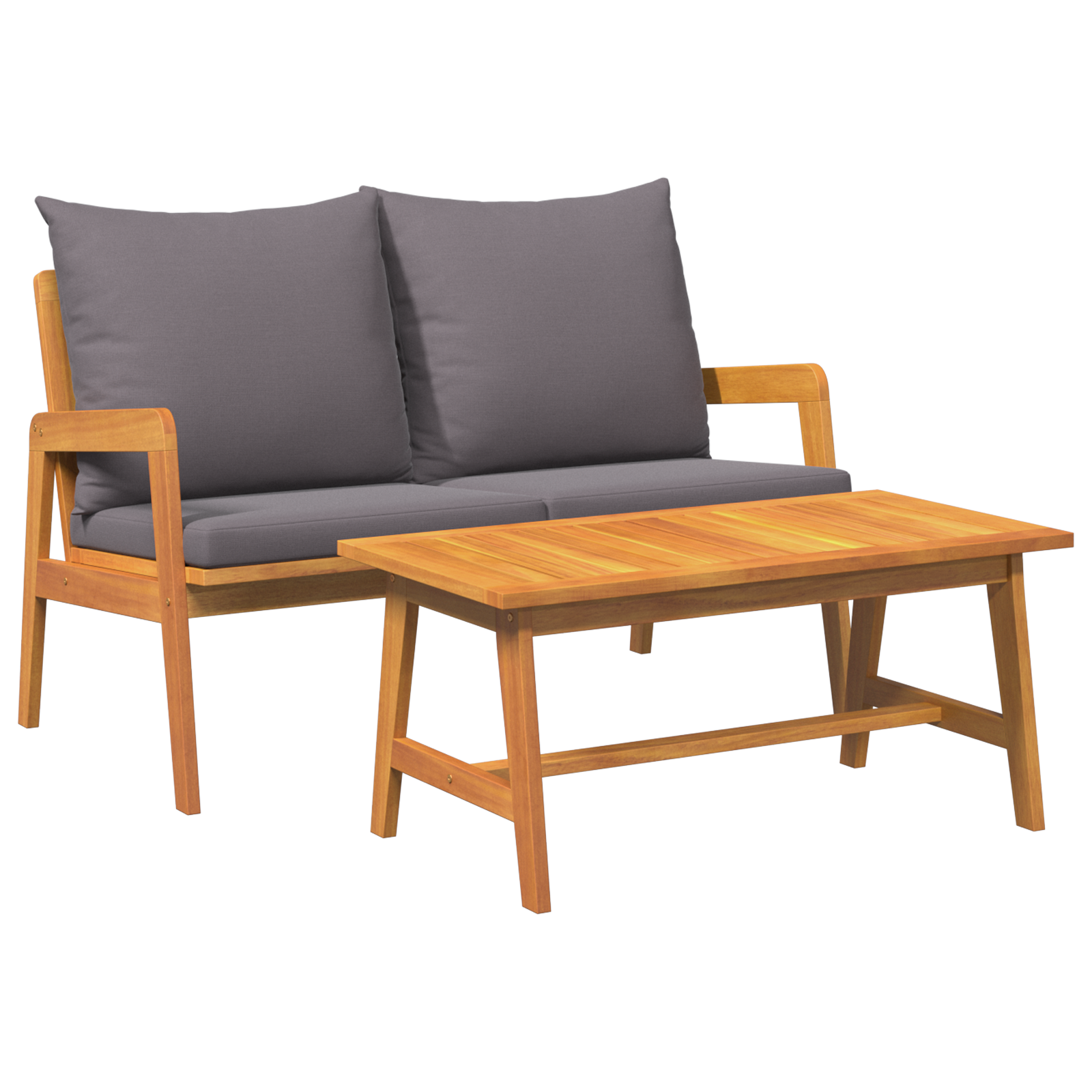 2-частов бистро комплект с възглавнички от масивна акациева дървесина - Image 6