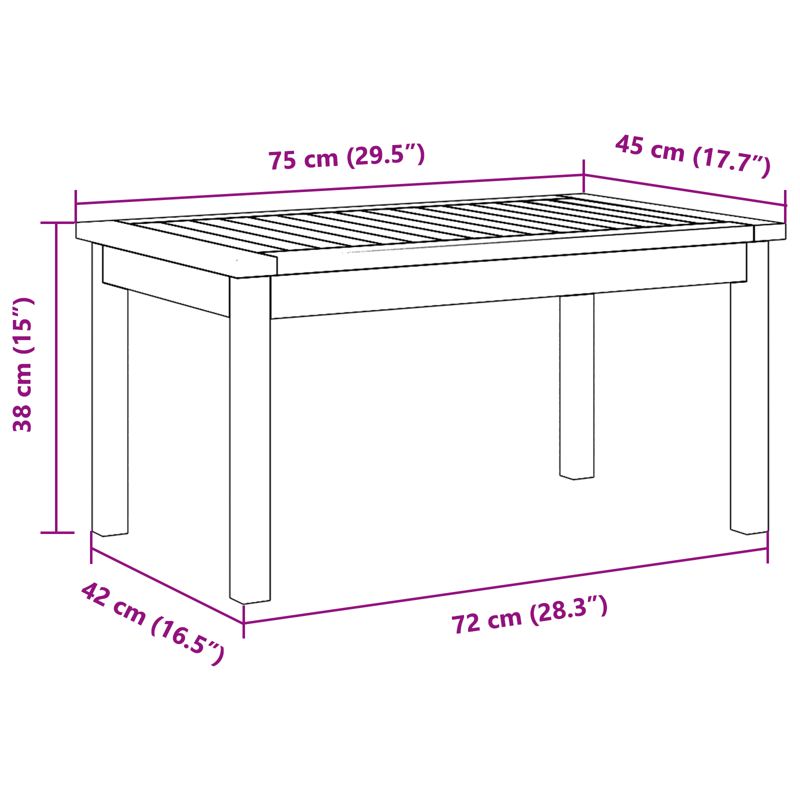 Coffee Table 75x40x38 cm Solid Wood Acacia - Image 10