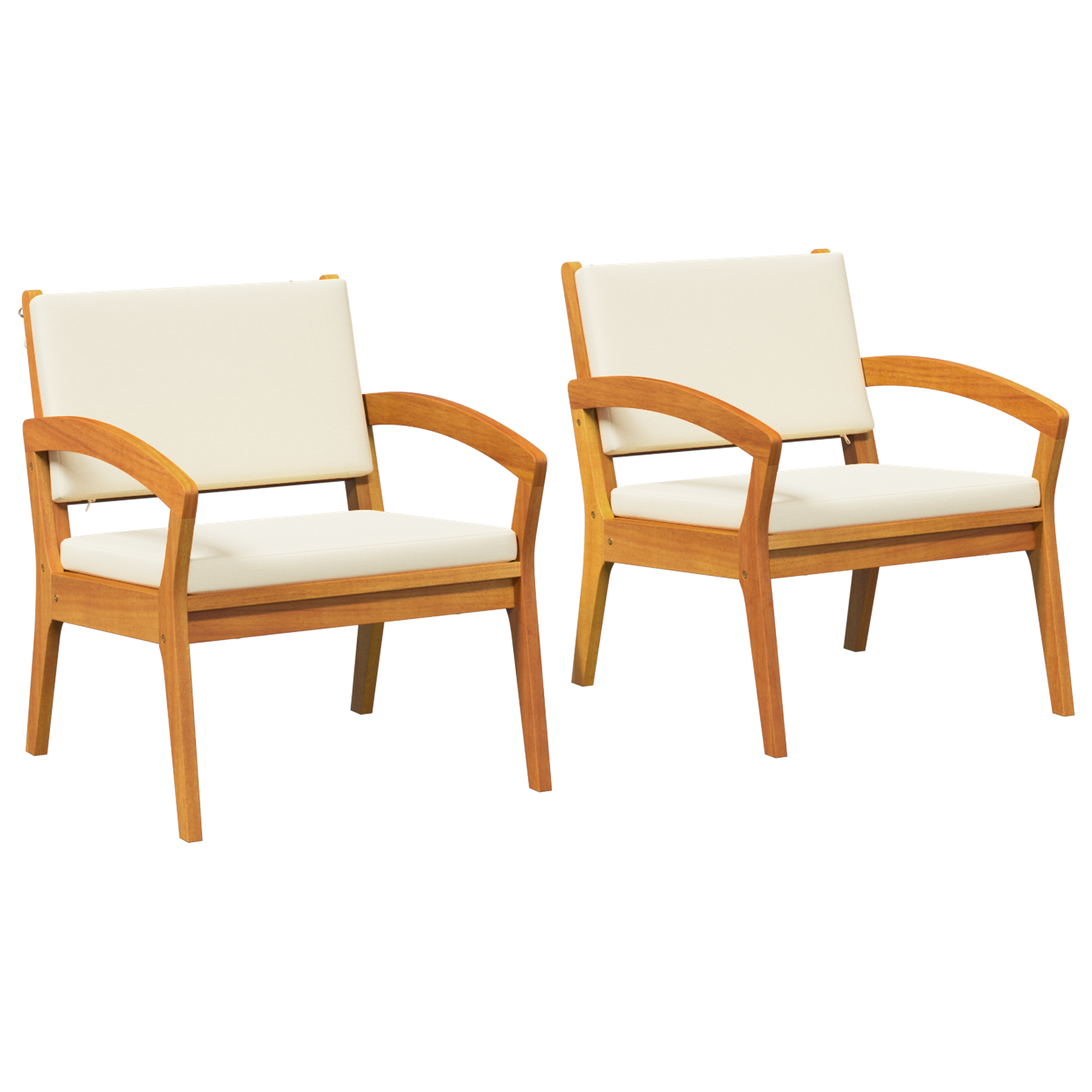 Outdoor Sofa Cream white Solid Acacia wood 59.5 x 70.5 x 72.5 cm - Image 4