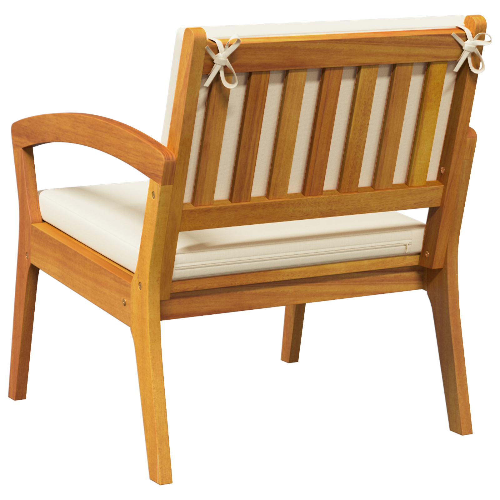 Outdoor Sofa Cream white Solid Acacia wood 59.5 x 70.5 x 72.5 cm - Image 5