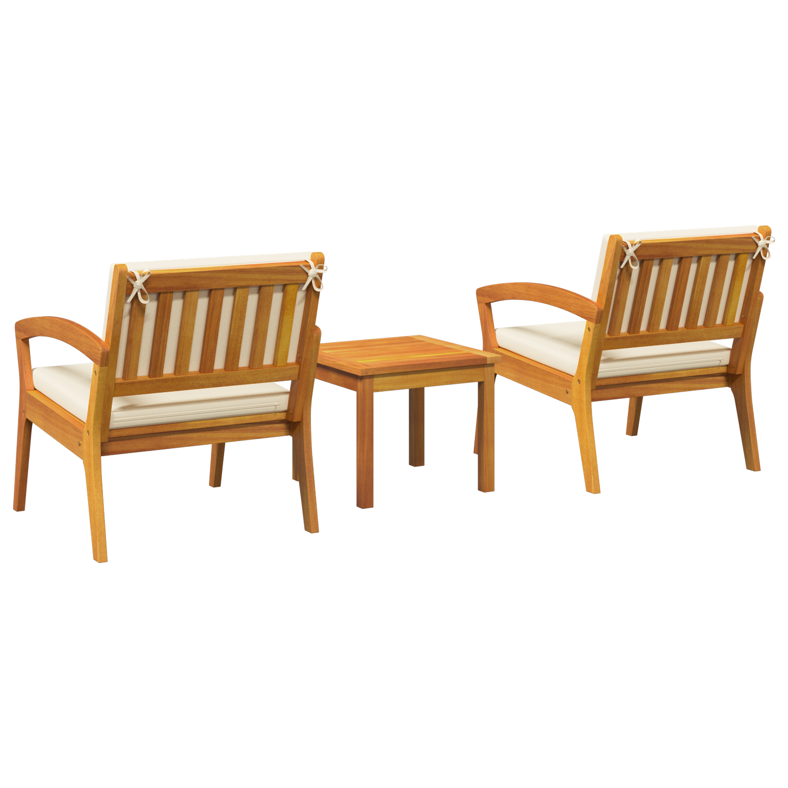 3-Piece Bistro Set with Cushions - Made of Solid Acacia Wood - Image 8