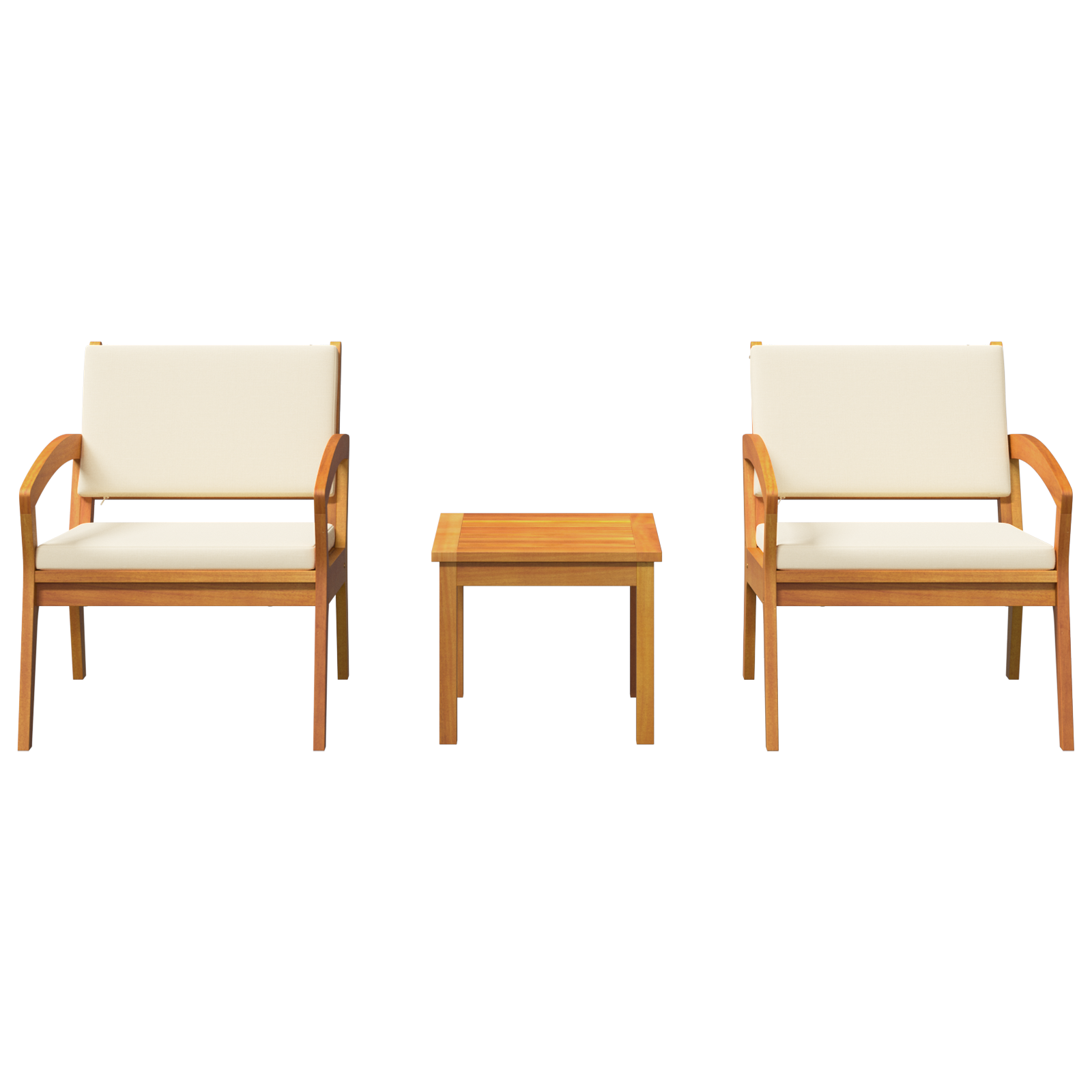 3-Piece Bistro Set with Cushions - Made of Solid Acacia Wood - Image 7