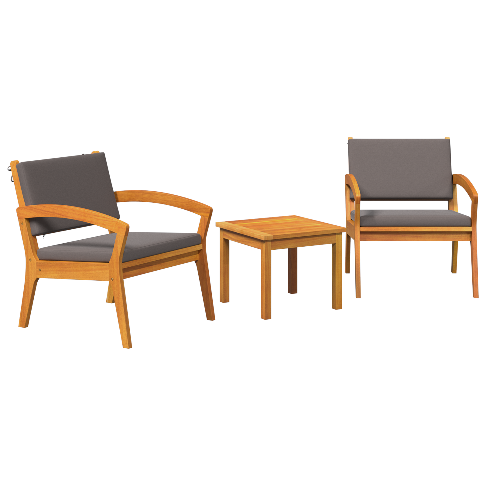 3-Piece Bistro Set with Cushions, Made of Solid Acacia Wood - Image 2