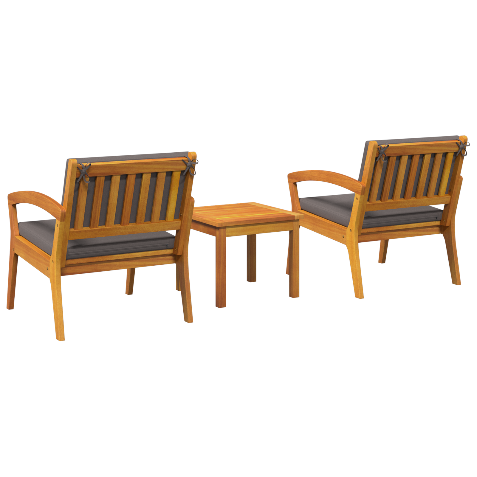 3-Piece Bistro Set with Cushions, Made of Solid Acacia Wood - Image 8