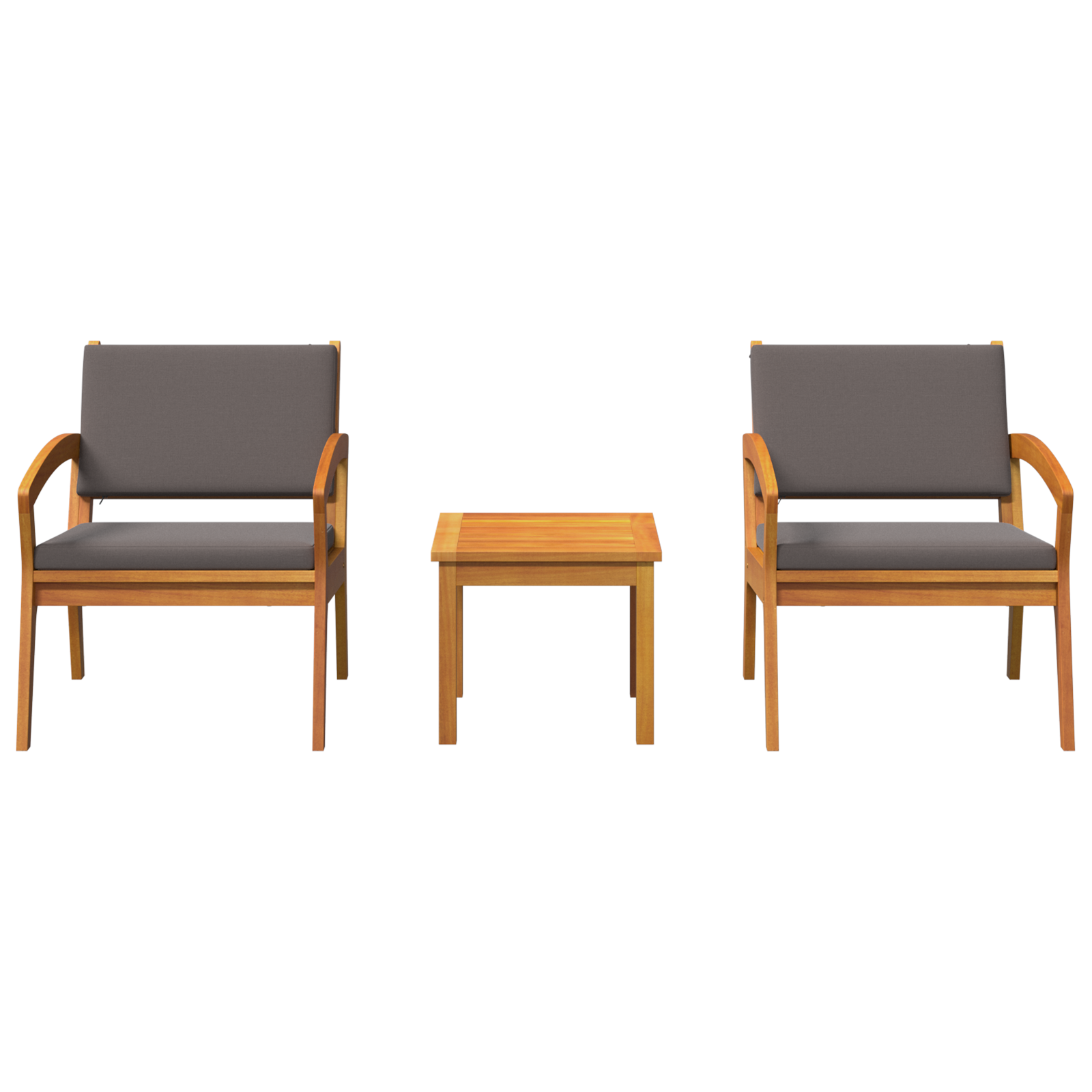 3-Piece Bistro Set with Cushions, Made of Solid Acacia Wood - Image 7