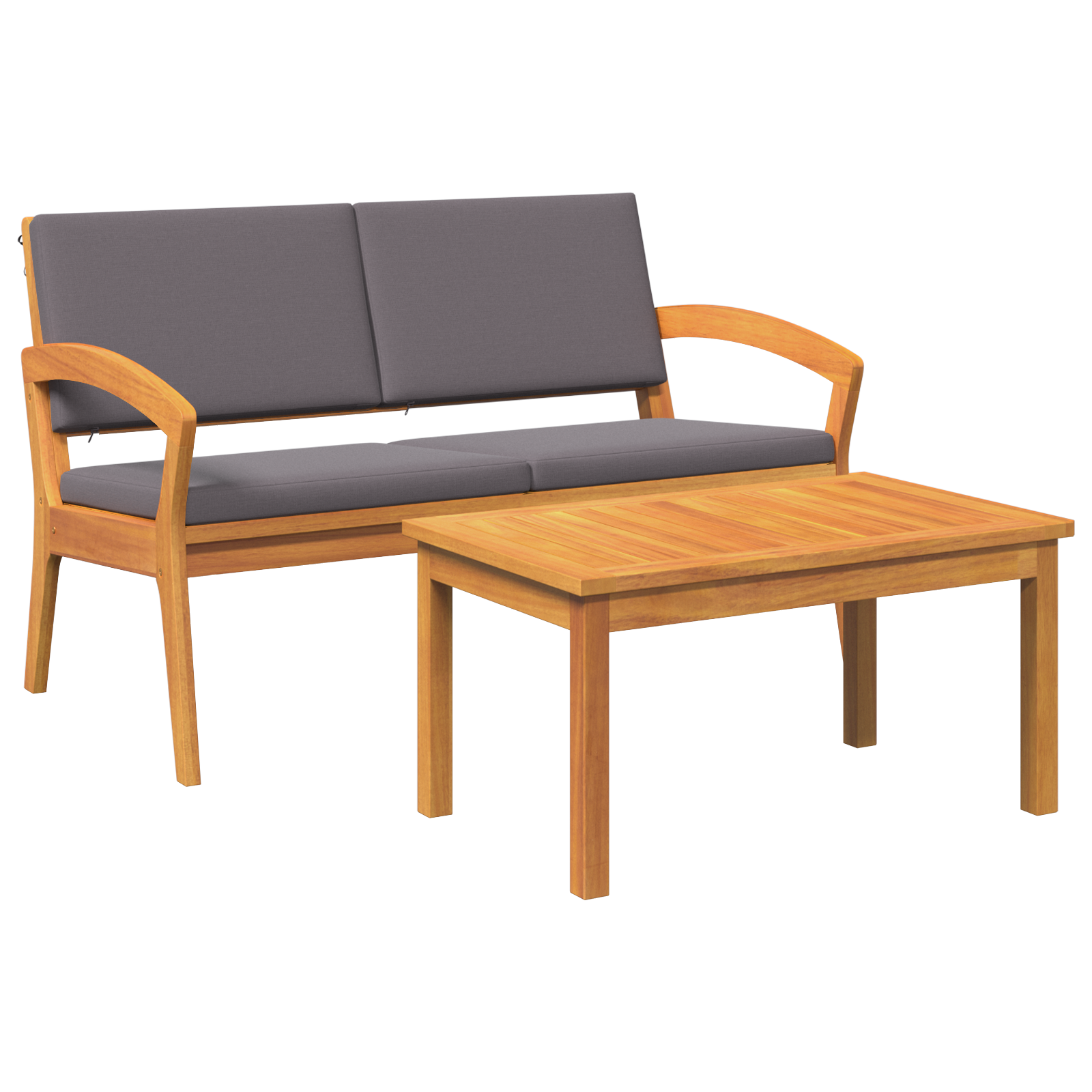 2 Piece Bistro Set with Cushions Solid Wood Acacia - Image 6
