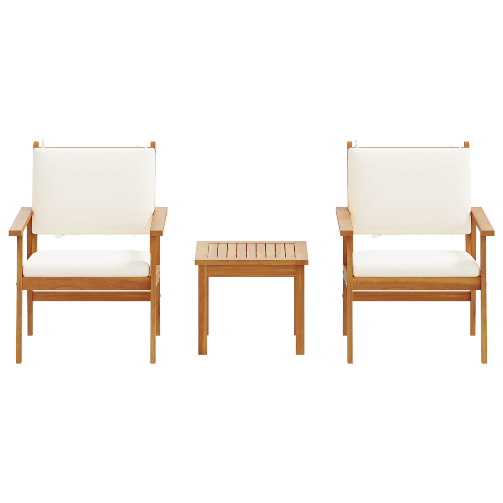 3 Piece Garden Bistro Set with Cushions Solid Wood Acacia - Image 7