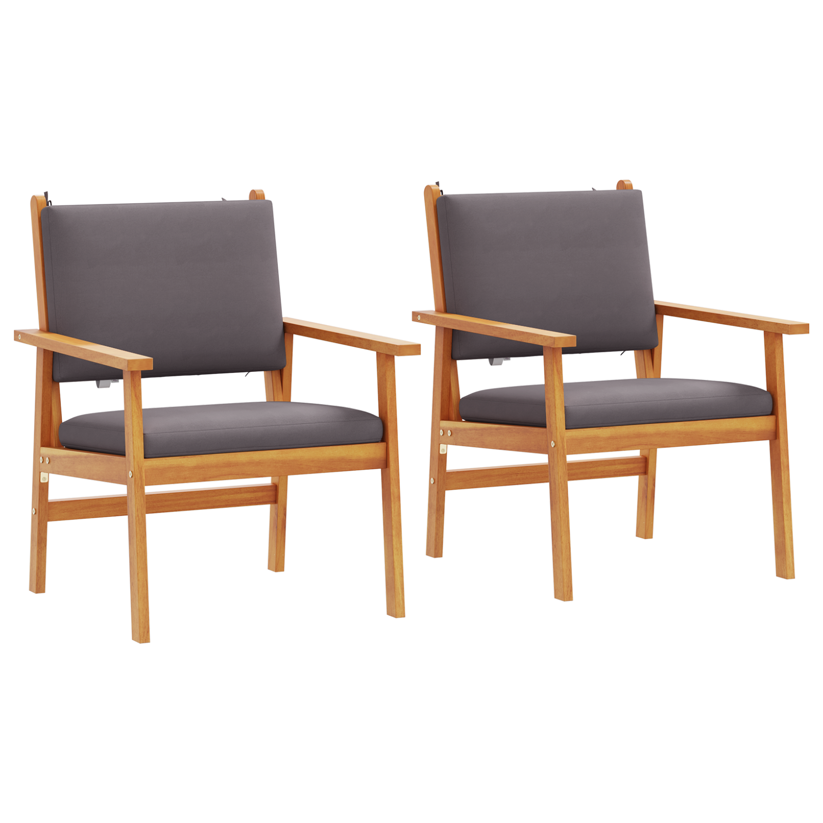Garden Chairs 2 pcs with Cushions Solid Wood Acacia - Image 2