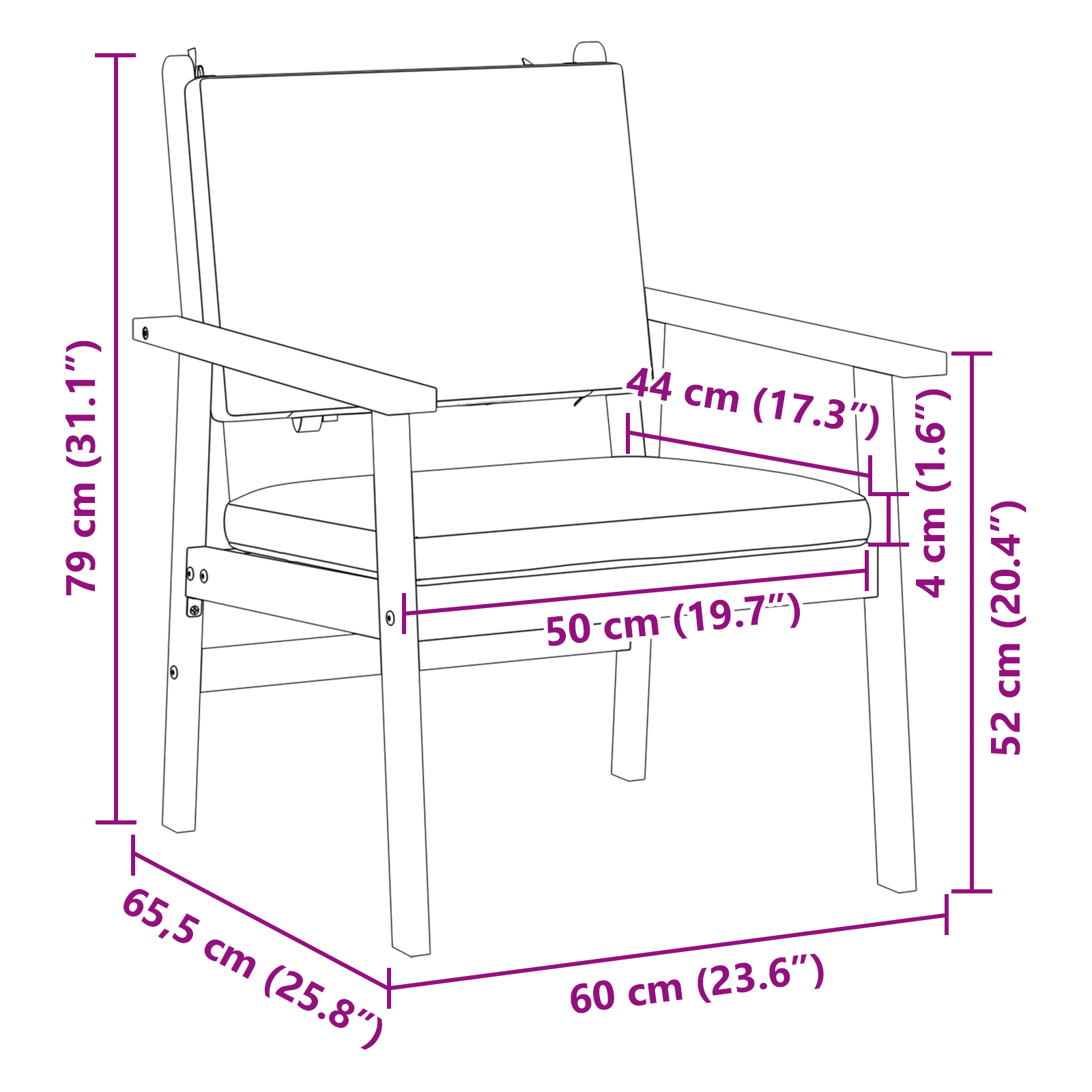 Garden Chairs 2 pcs with Cushions Solid Wood Acacia - Image 9