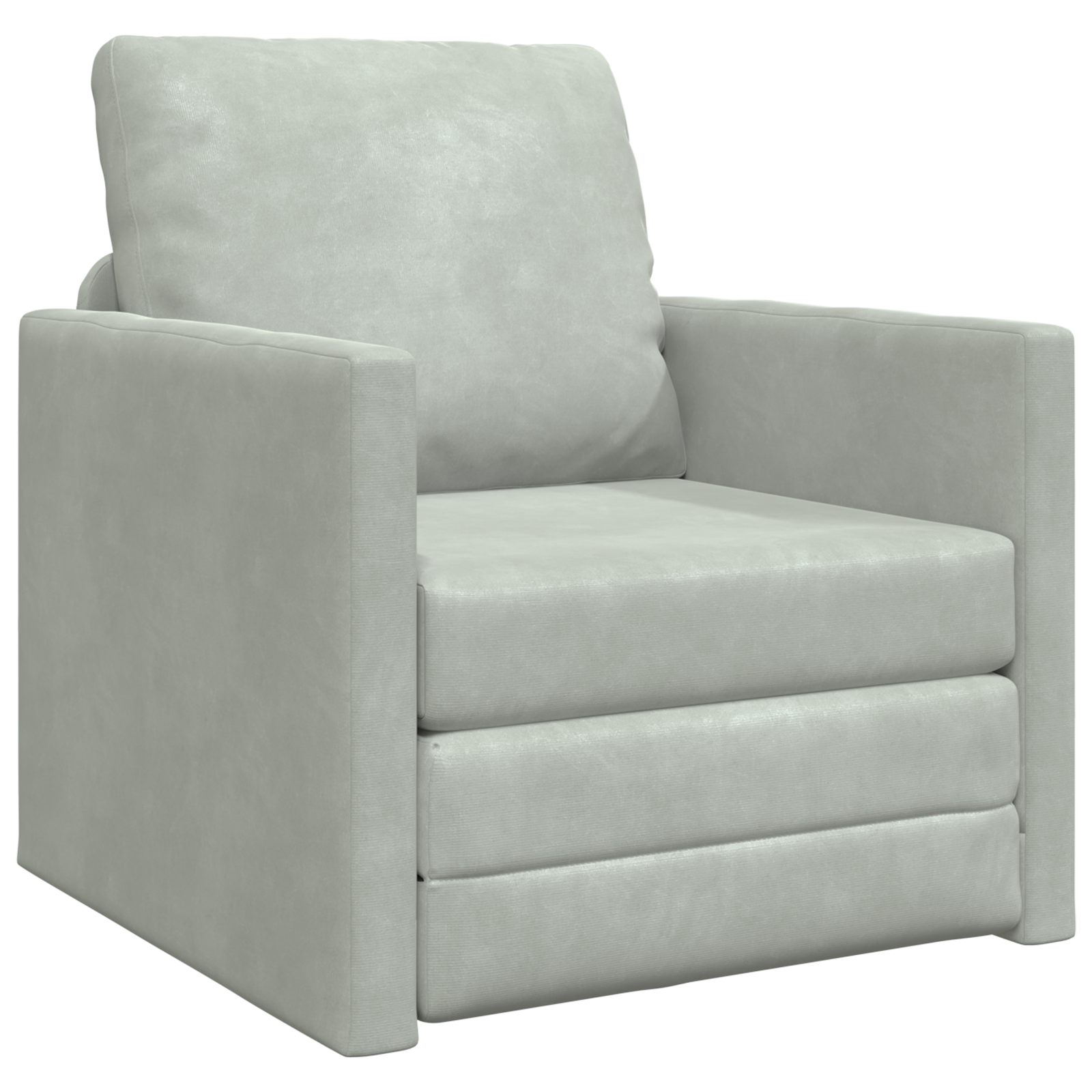 Floor Sofa Single Convertible Velvet 74x77x81 cm Light Grey - Image 2