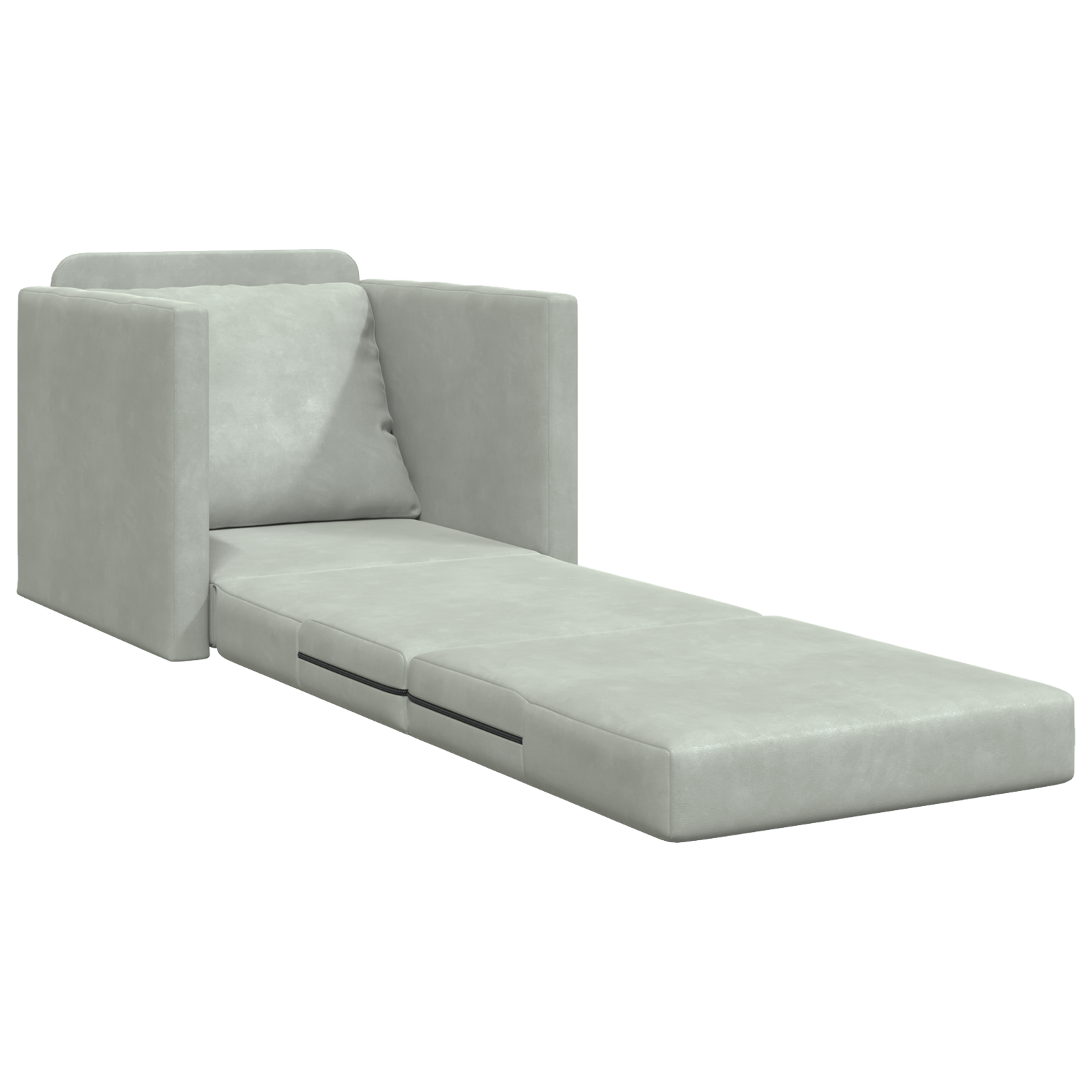 Floor Sofa Single Convertible Velvet 74x77x81 cm Light Grey - Image 4