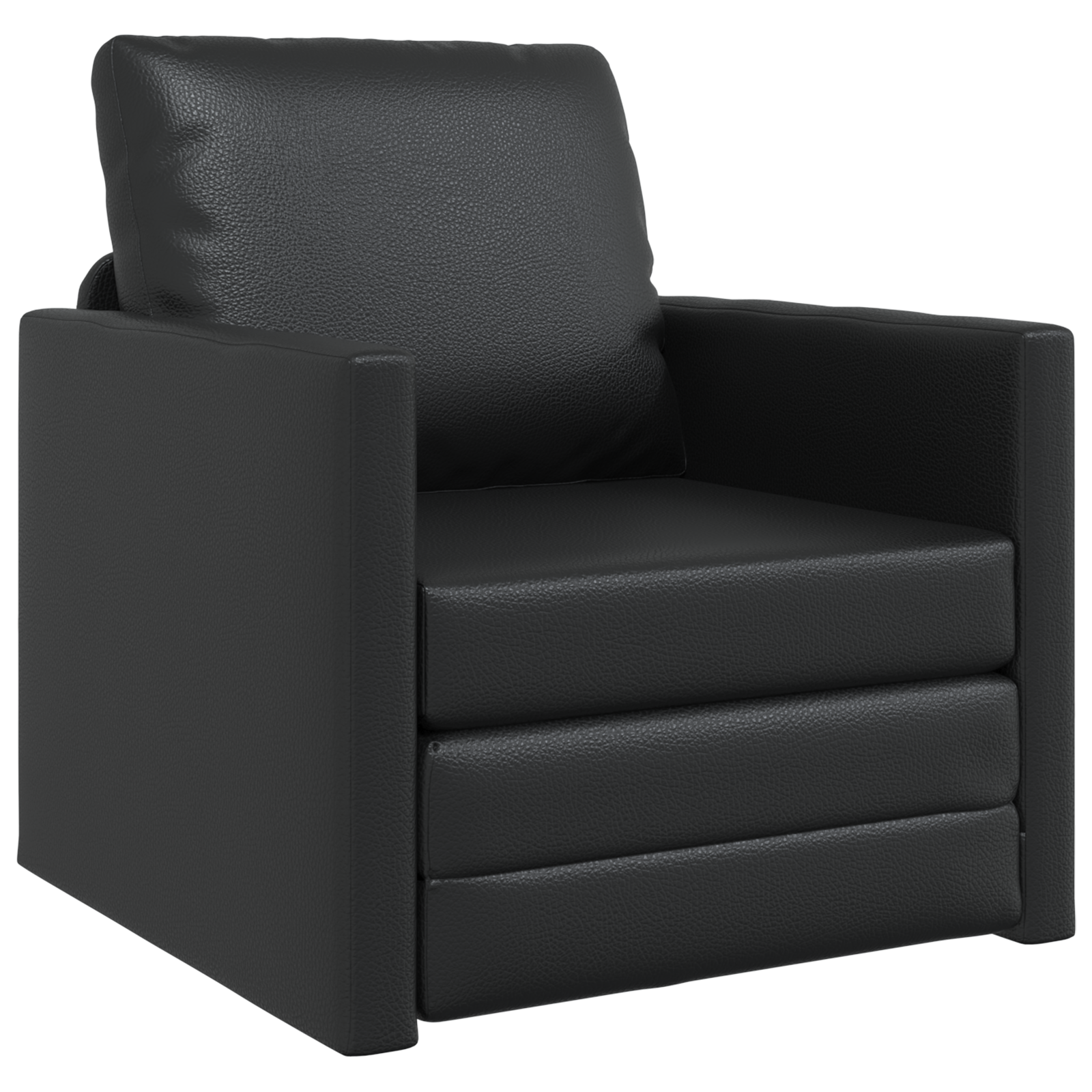Floor Sofa Bed 2-in-1 Black 74x77x81 cm Faux Leather - Image 2