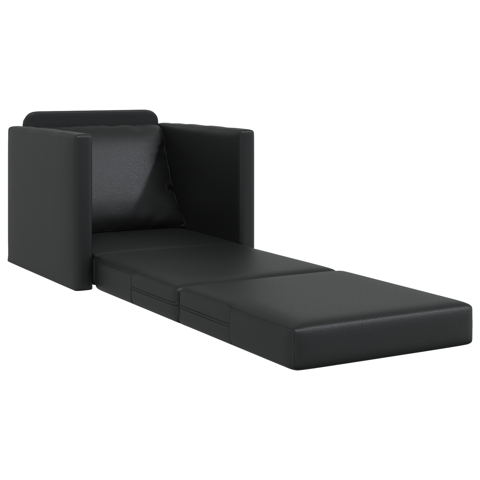 Floor Sofa Bed 2-in-1 Black 74x77x81 cm Faux Leather - Image 4