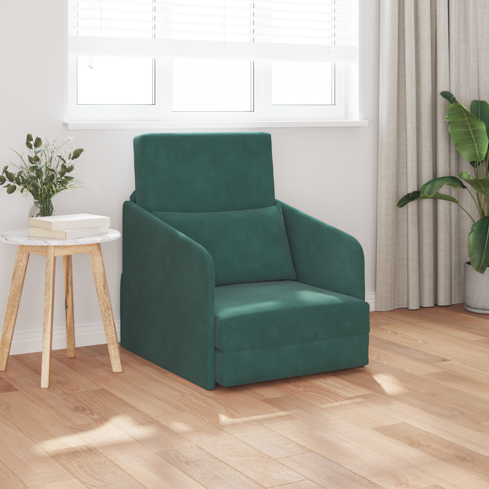vidaXL Canapea Pat 2-in-1 Verde Închis 65x80x83 cm Catifea