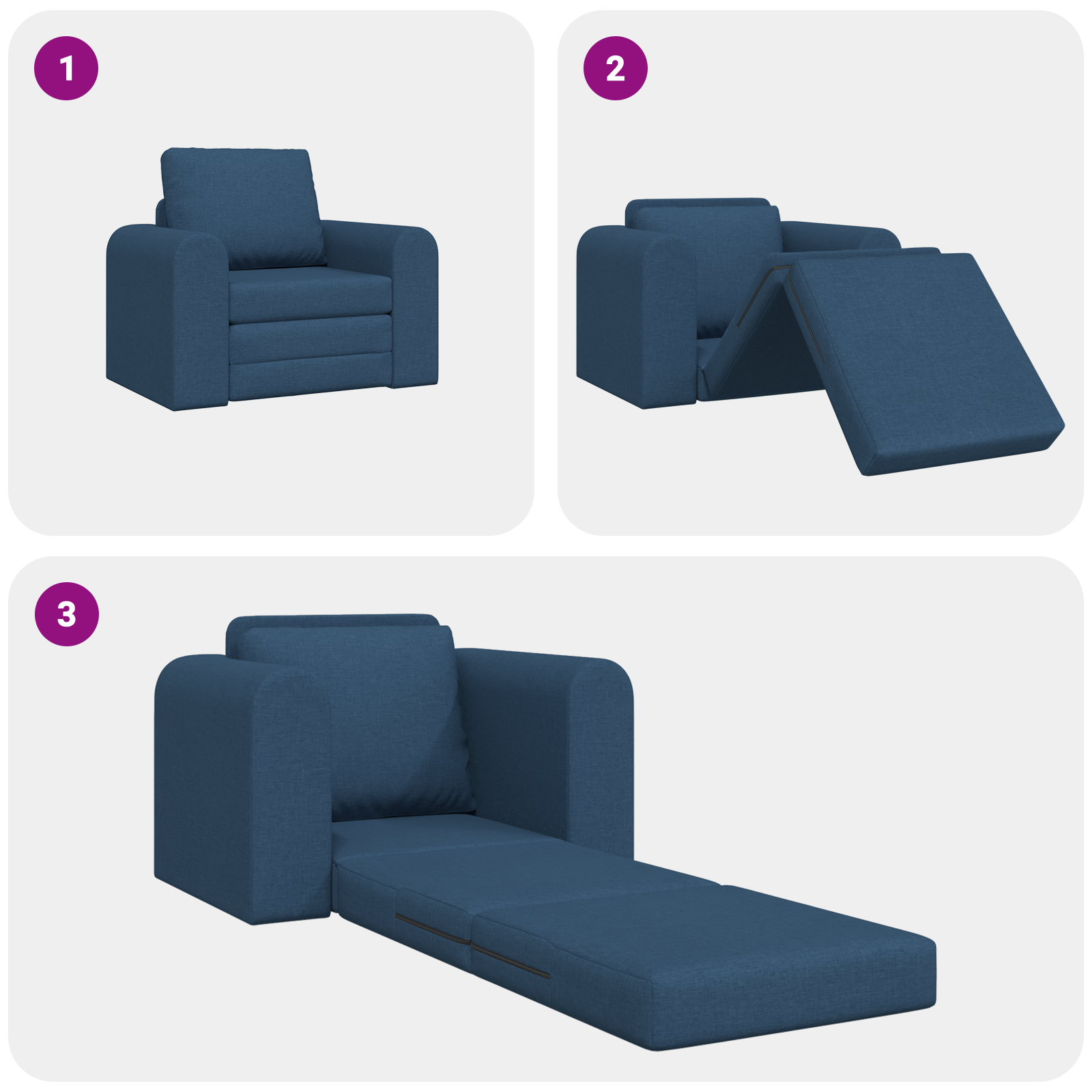 Floor Sofa Bed 2-in-1 Blue 98x71x83 cm Fabric - Image 10