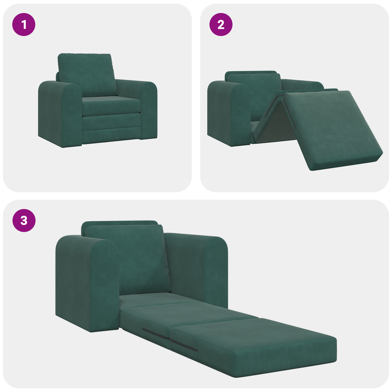 Floor Sofa Bed 2-in-1 Dark Green 98x71x83 cm Velvet - Image 10