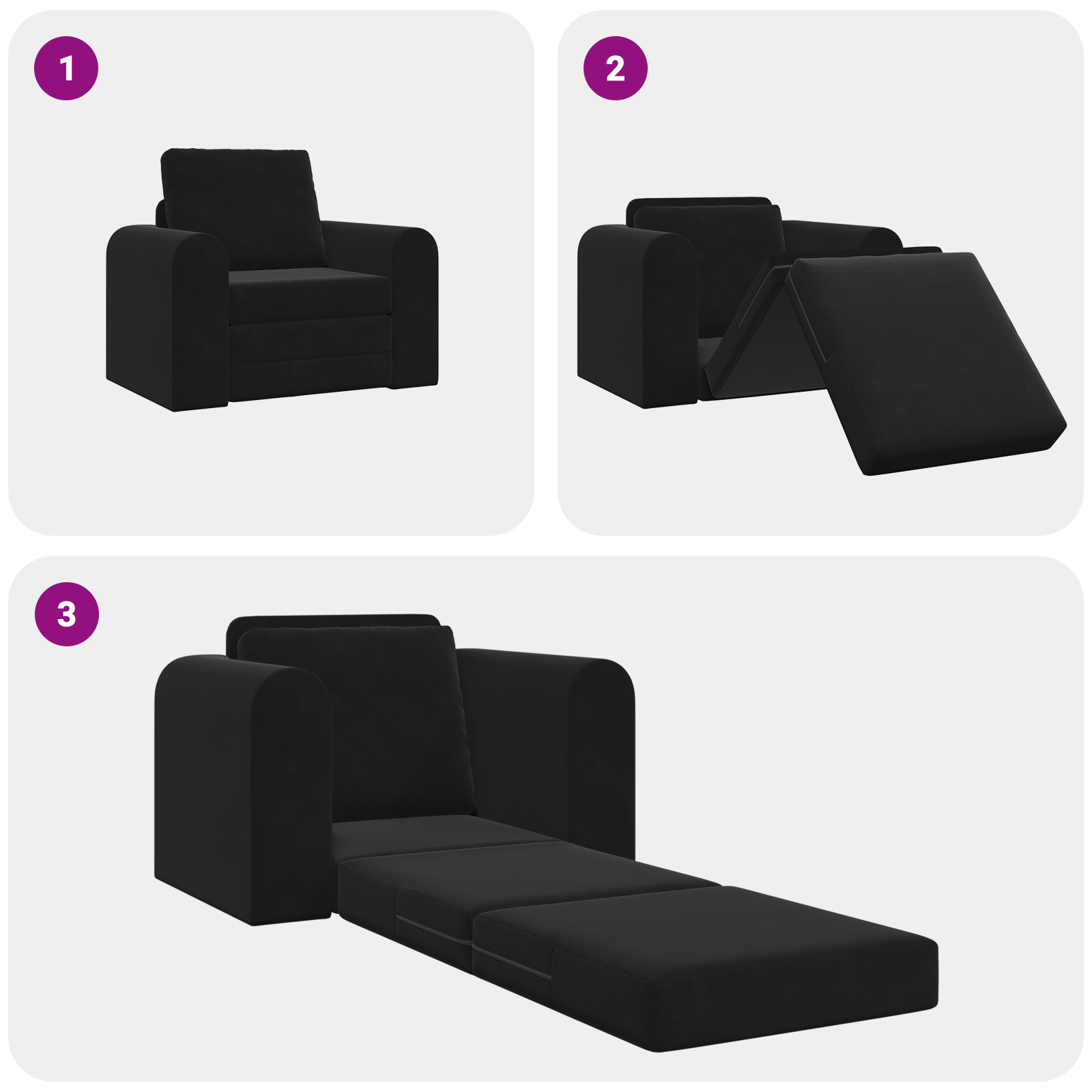 Floor Sofa Bed 2-in-1 Black 98x71x83 cm Velvet - Image 10