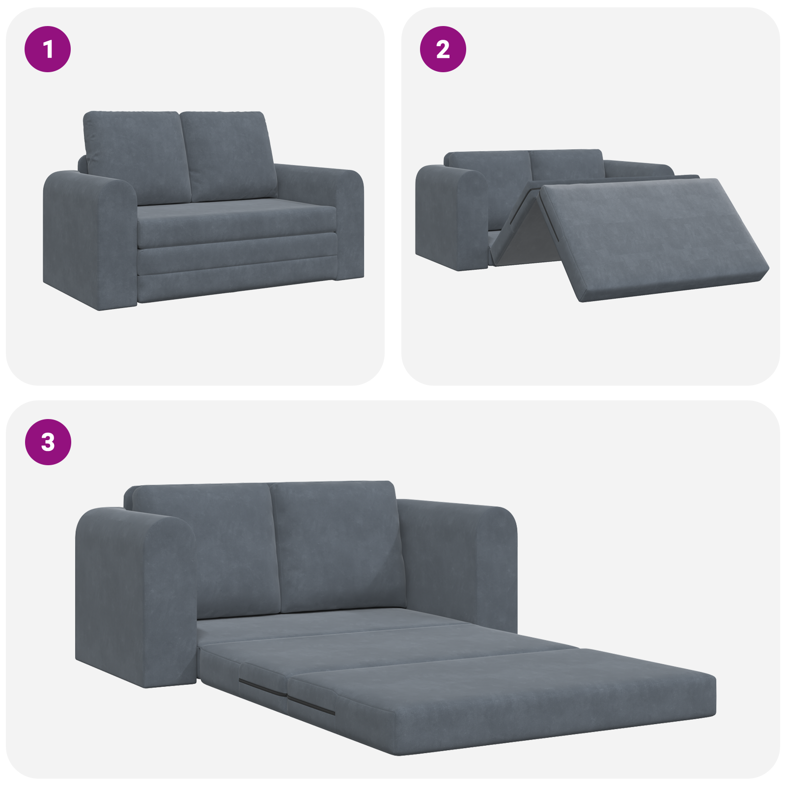 Floor Sofa Bed 2-in-1 Dark Grey 148x71x83 cm Velvet - Image 11