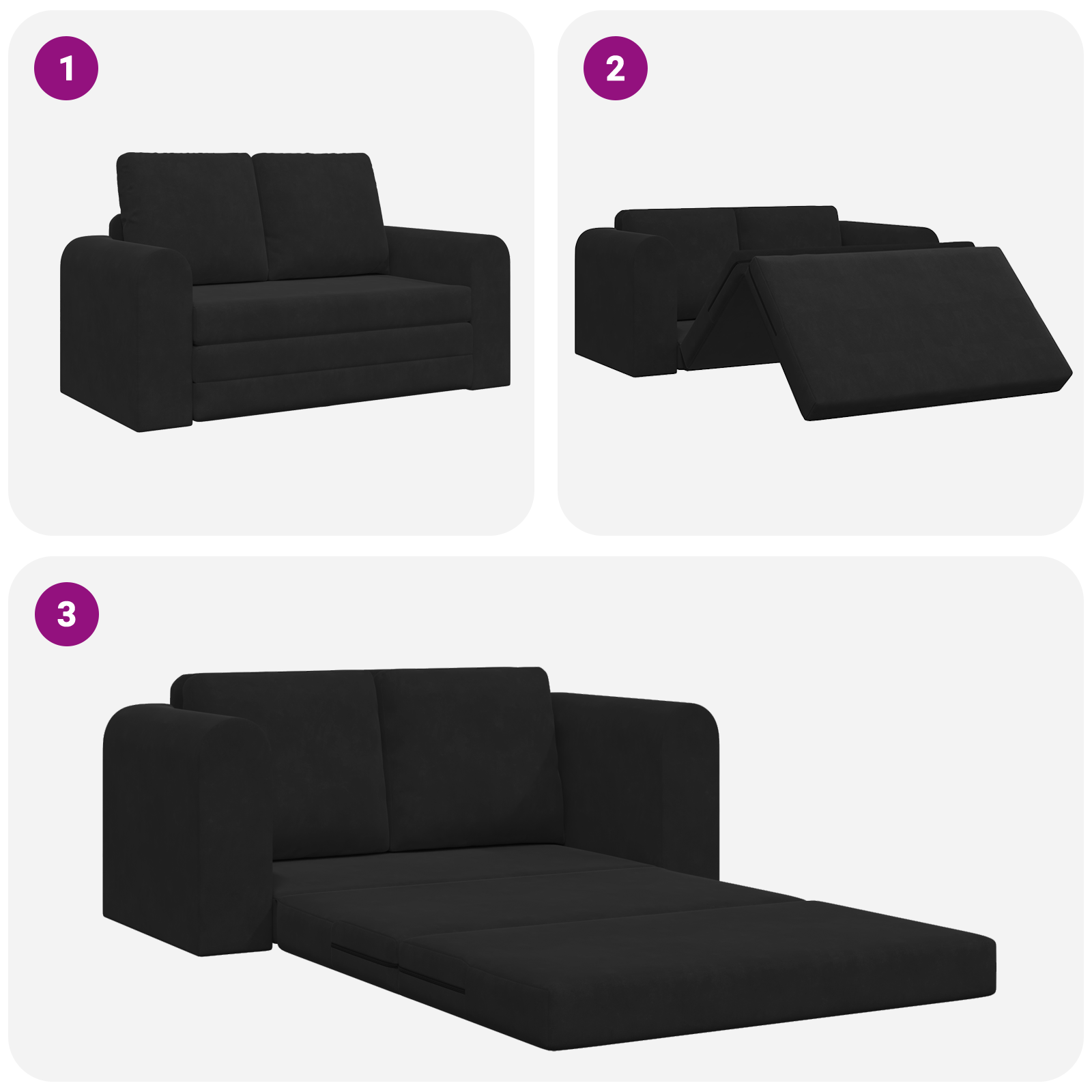 Floor Sofa Bed 2-in-1 Black 148x71x83 cm Velvet - Image 11