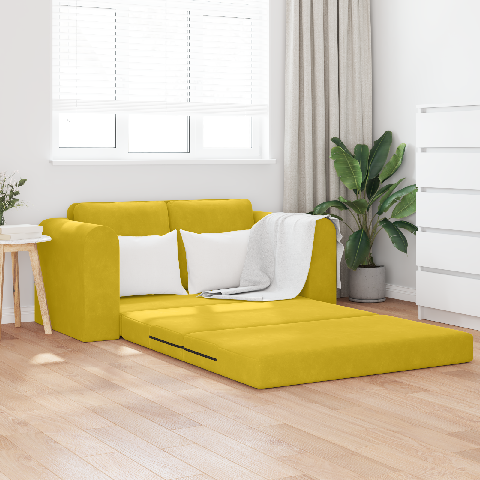 vidaXL Canapea extensibilă 2 în 1 galben 148x71x83 cm Velvet