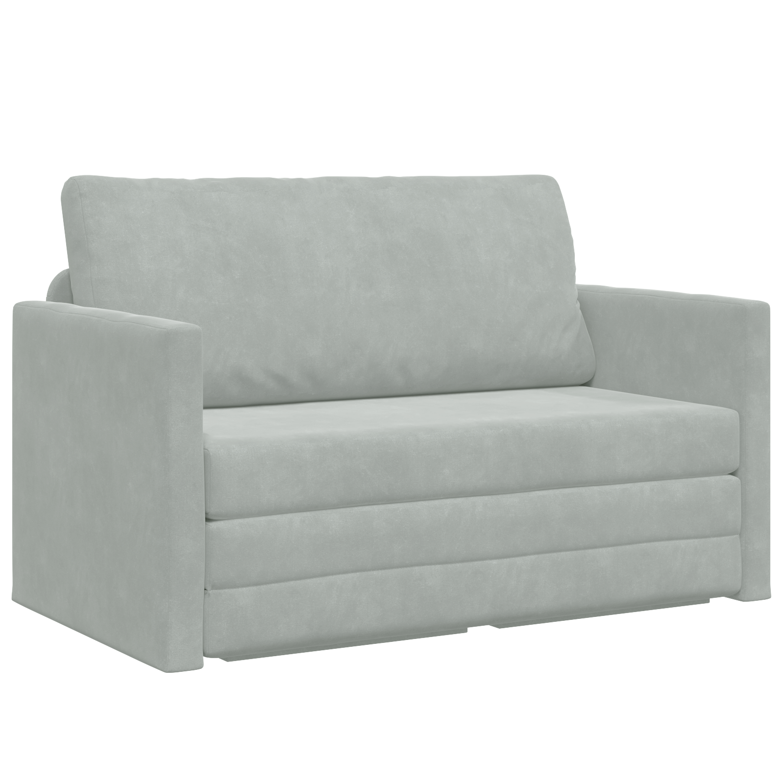 Floor Sofa Bed 2-in-1 Light Grey 124x204x61 cm Velvet - Image 2