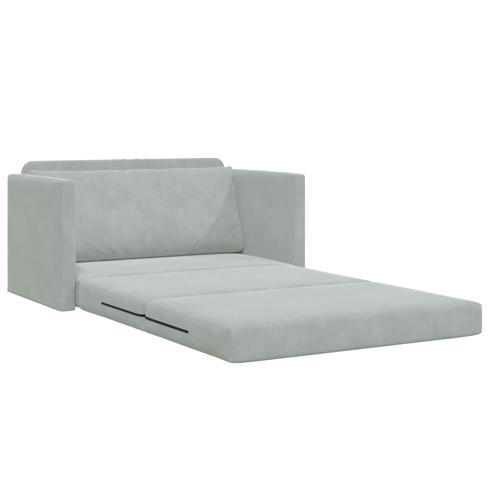 Floor Sofa Bed 2-in-1 Light Grey 124x204x61 cm Velvet - Image 5