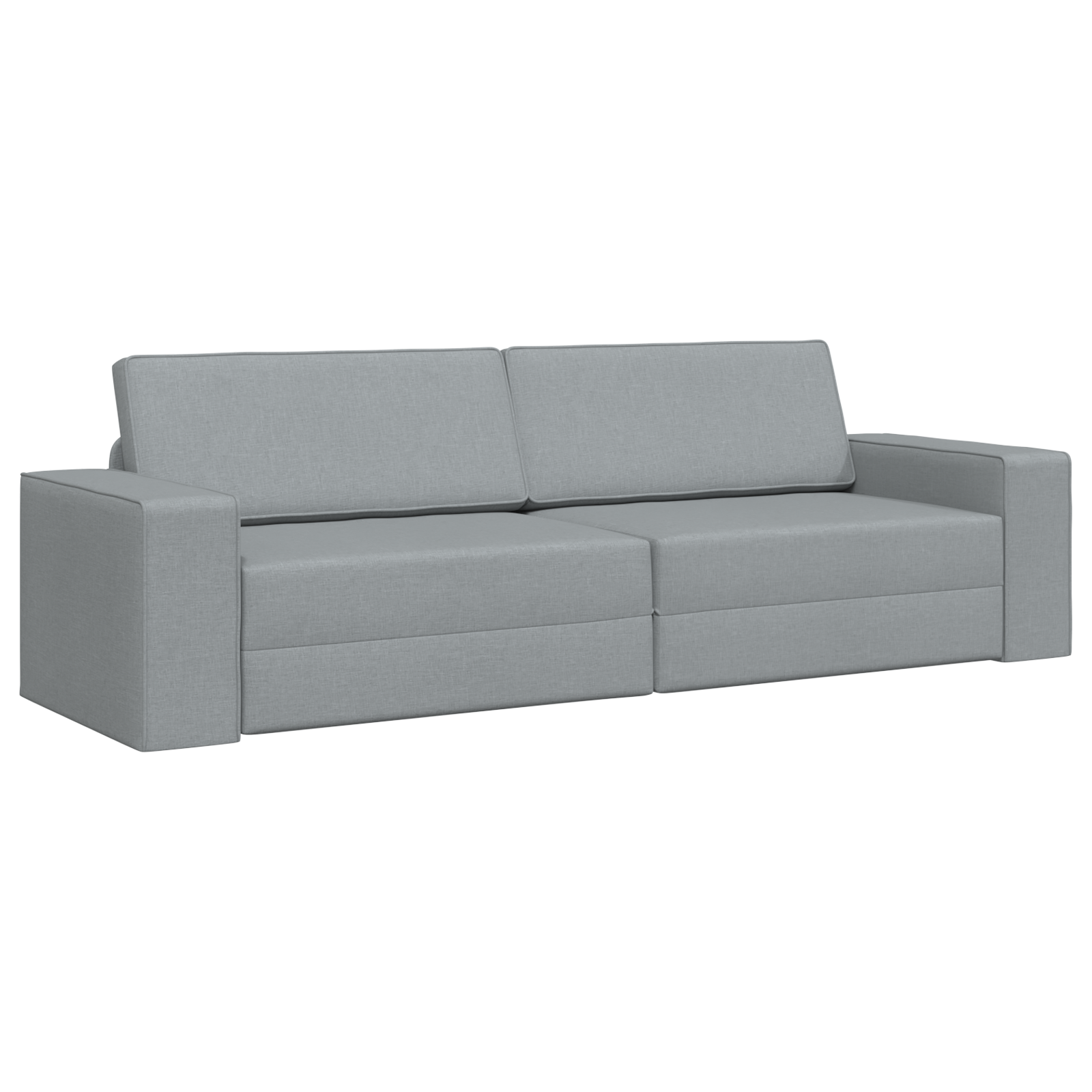 Floor Sofa Bed 2-in-1 Light Grey 245x150x60.5 cm Fabric - Image 2