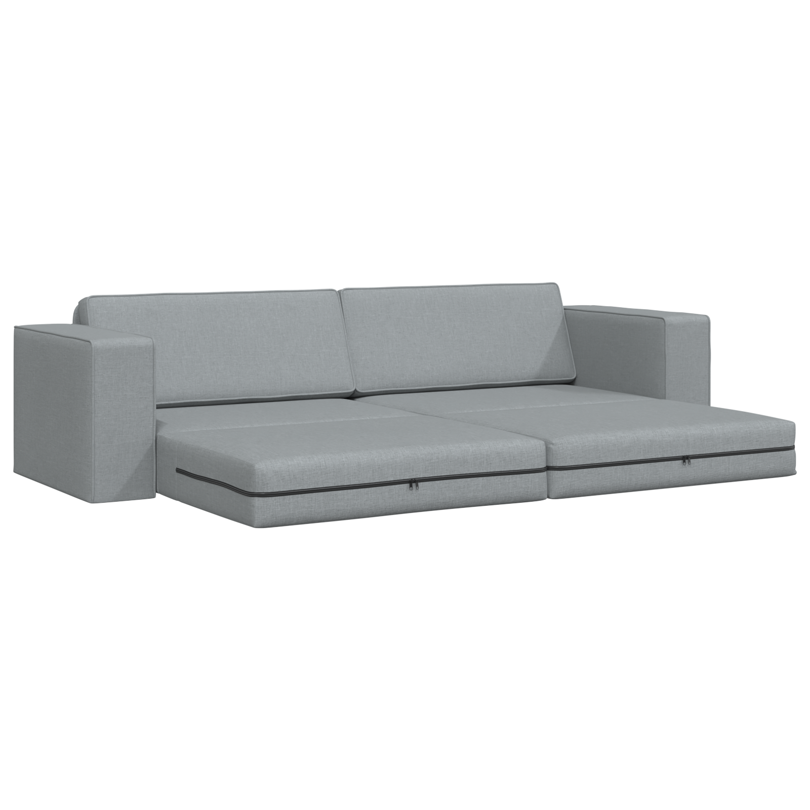 Floor Sofa Bed 2-in-1 Light Grey 245x150x60.5 cm Fabric - Image 4
