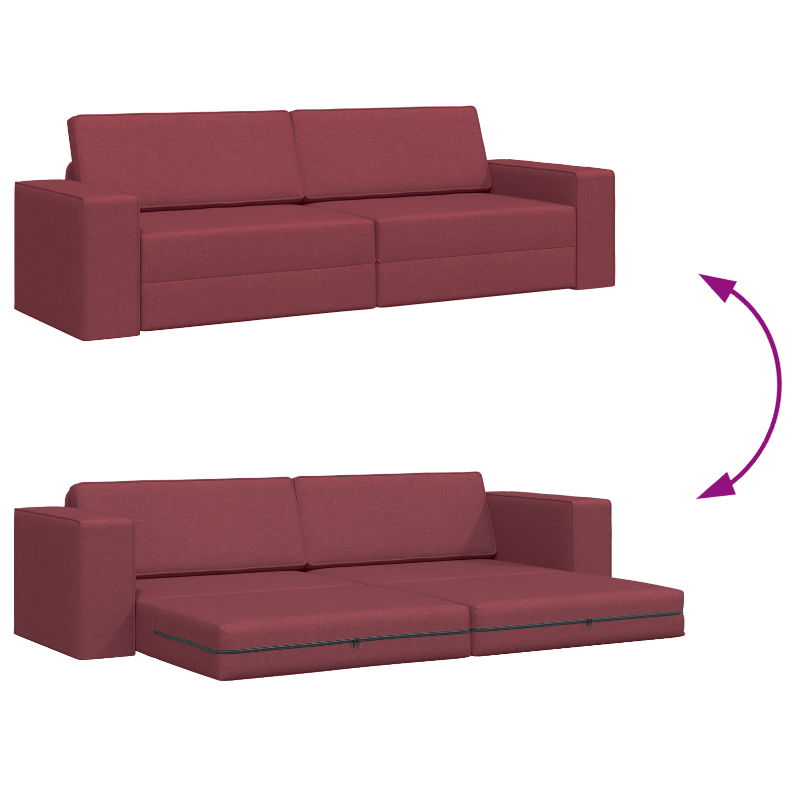 Floor Sofa Bed 2-in-1 Wine Red 245x150x60.5 cm Fabric - Image 10