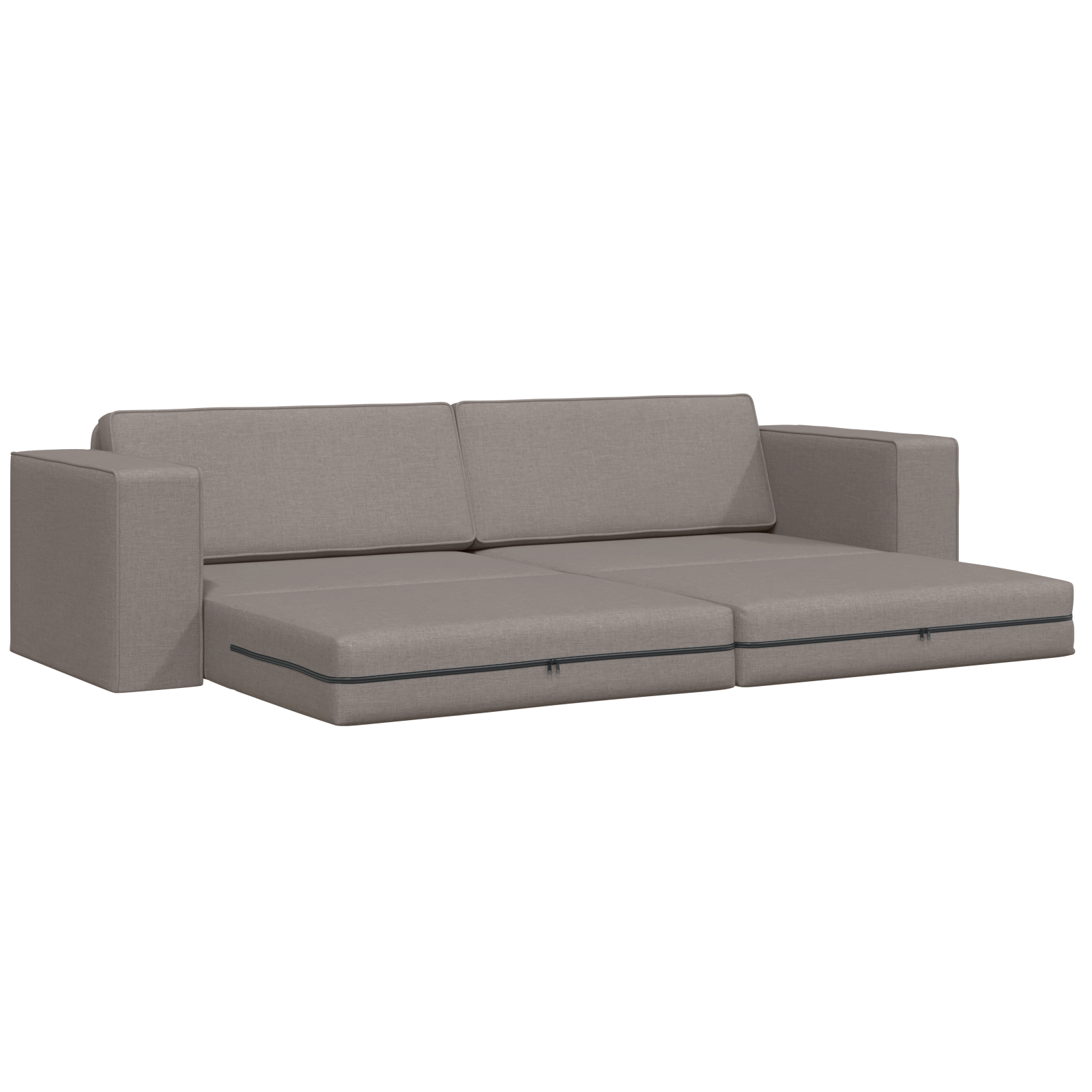 Floor Sofa Bed 2-in-1 Taupe 245x150x60.5 cm Fabric - Image 4