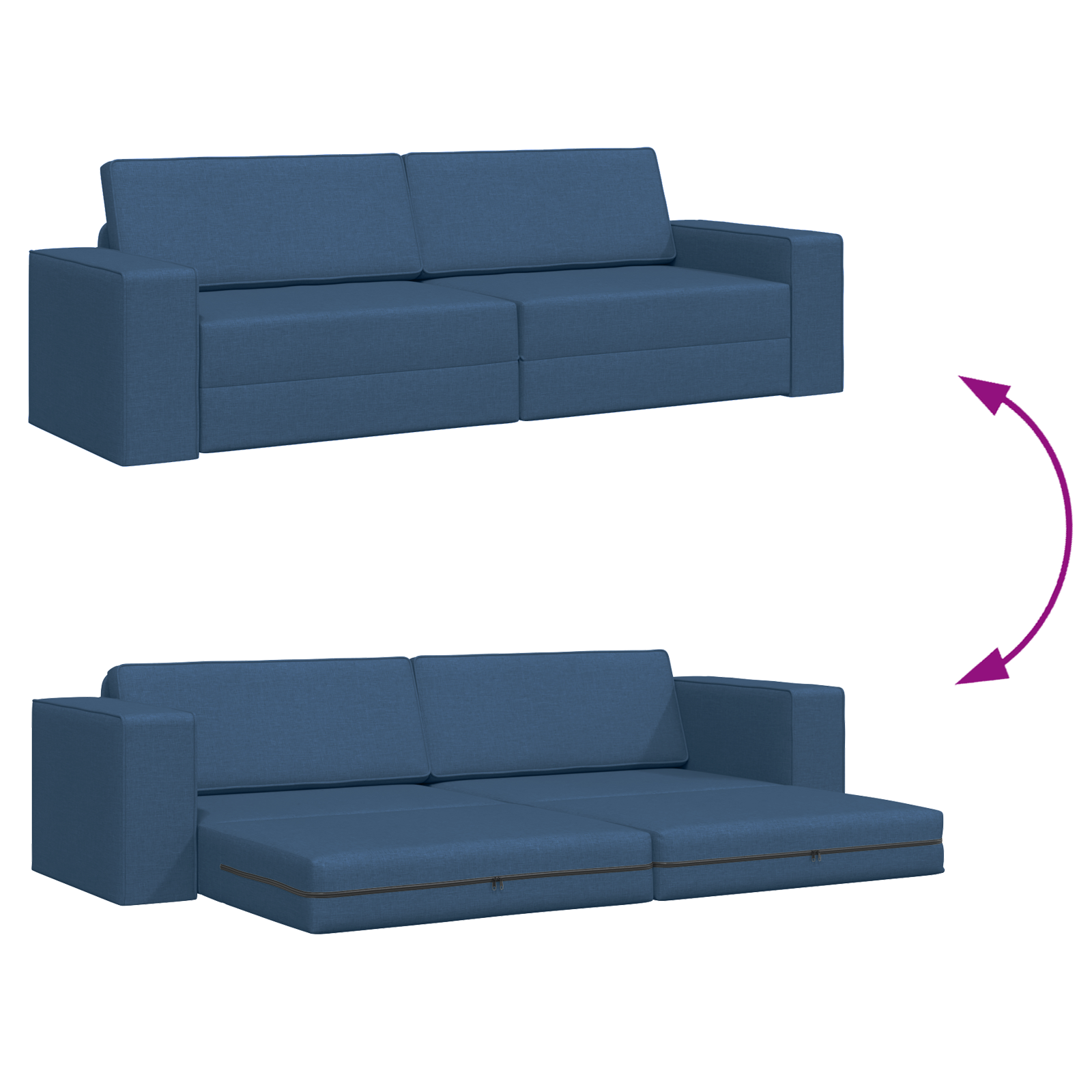 Floor Sofa Bed 2-in-1 Blue 245x150x60.5 cm Fabric - Image 10