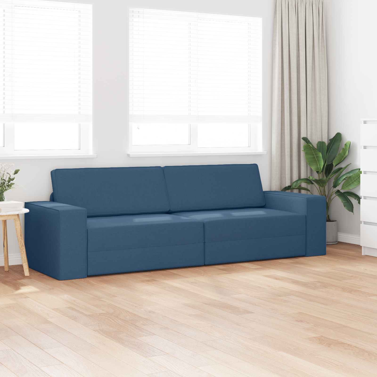 Floor Sofa Bed 2-in-1 Blue 245x150x60.5 cm Fabric - Image 3
