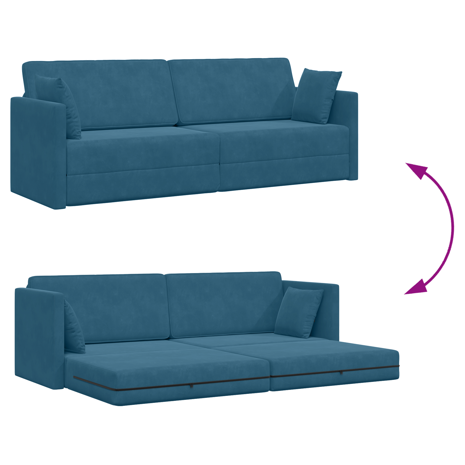 Floor Sofa Bed 2-in-1 Blue 213x144x60 cm Velvet - Image 11