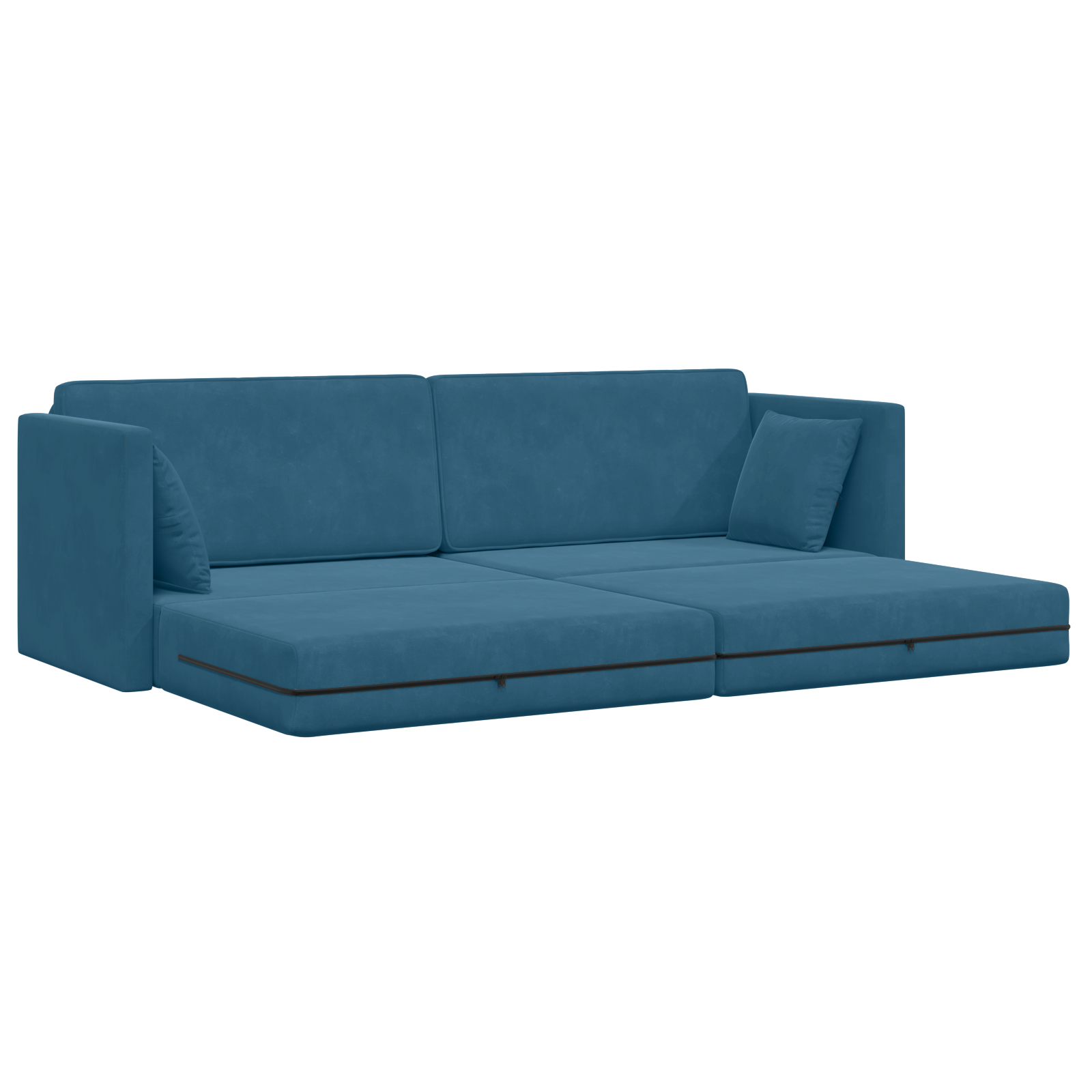 Floor Sofa Bed 2-in-1 Blue 213x144x60 cm Velvet - Image 5
