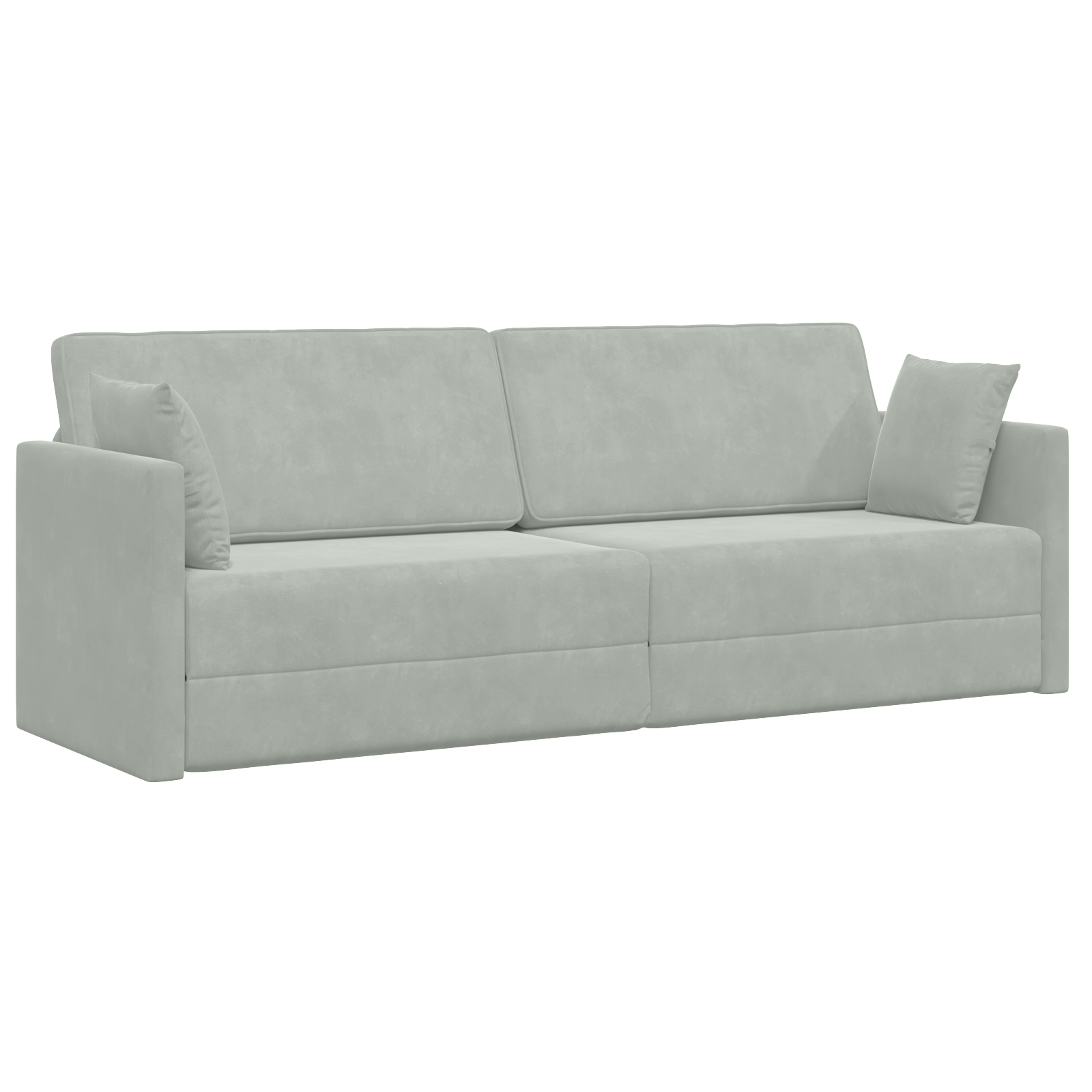 Floor Sofa Bed 2-in-1 Light Grey 213x144x60 cm Velvet - Image 2