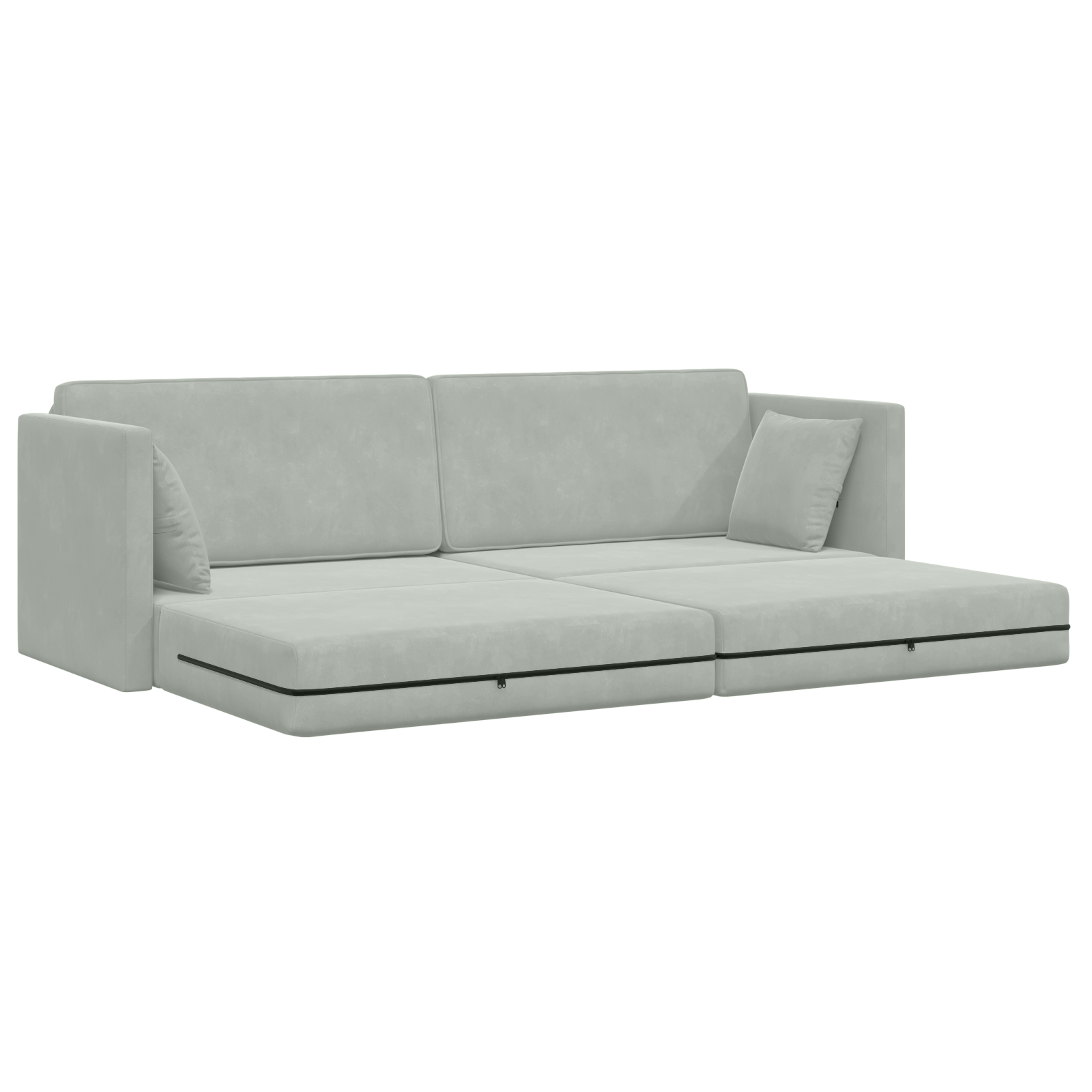 Floor Sofa Bed 2-in-1 Light Grey 213x144x60 cm Velvet - Image 5