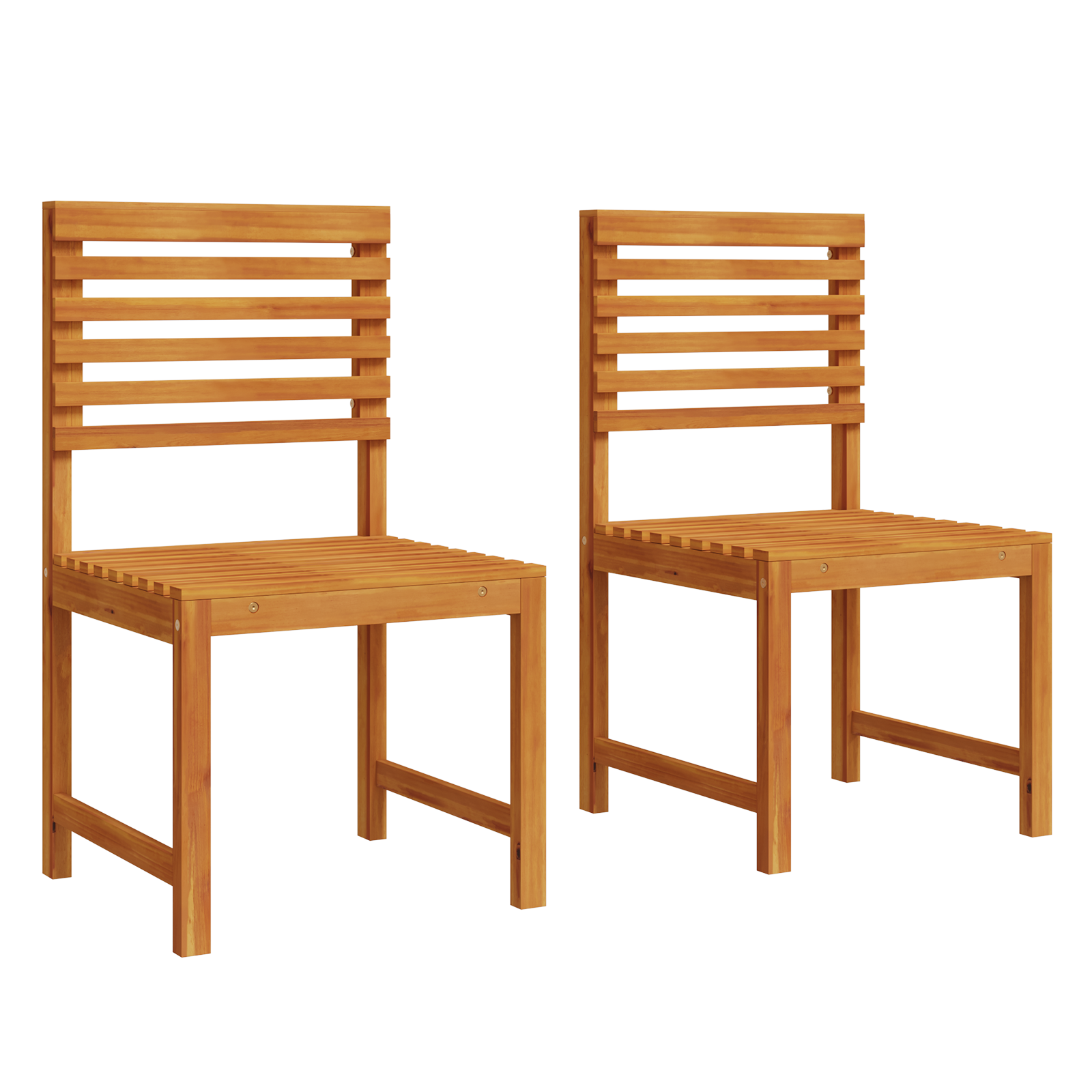 Garden Chairs Without Arms - Set of 2 in Solid Acacia Wood - Image 2
