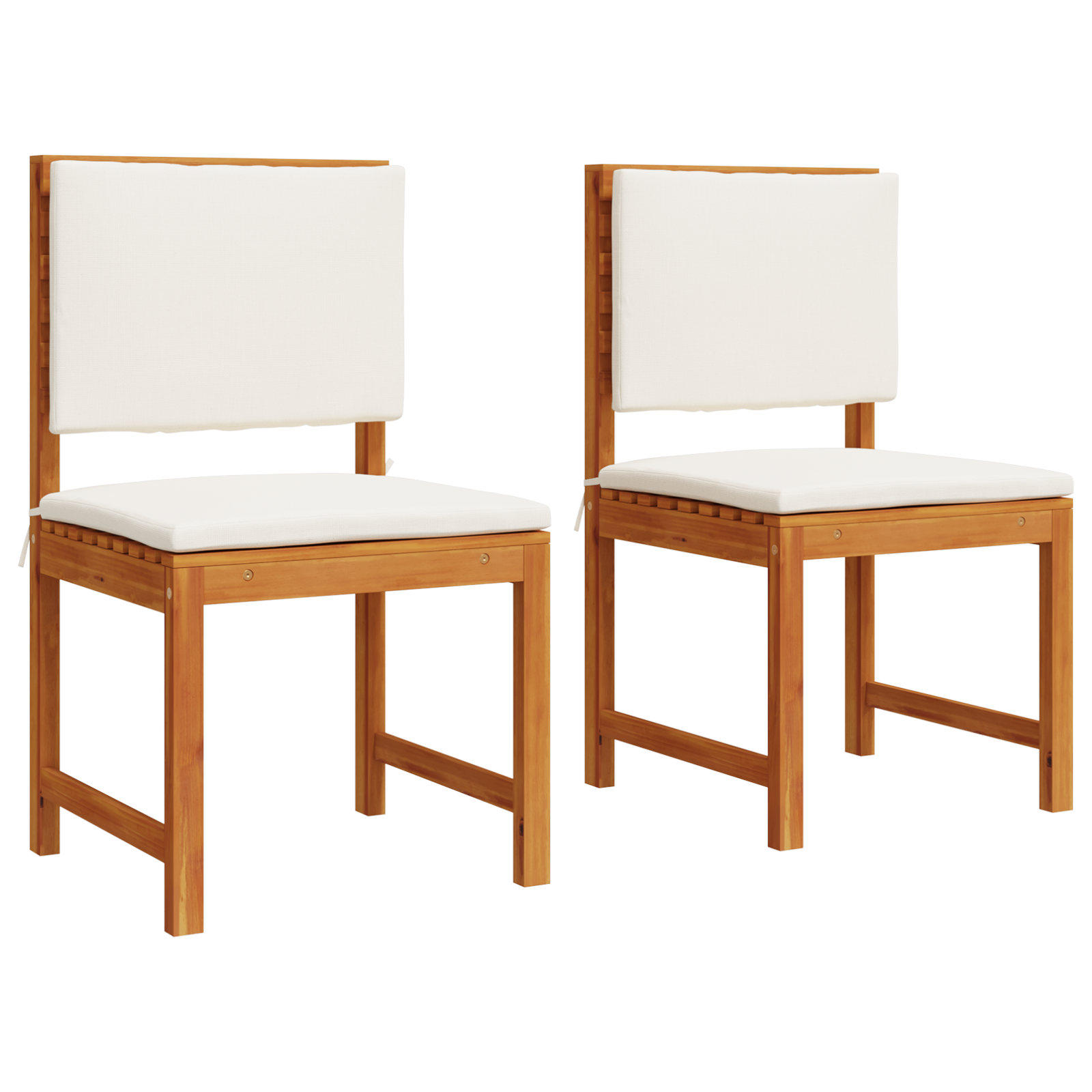 Armless Garden Chairs with Cushions - 2 Pack, Solid Acacia Wood - Image 2
