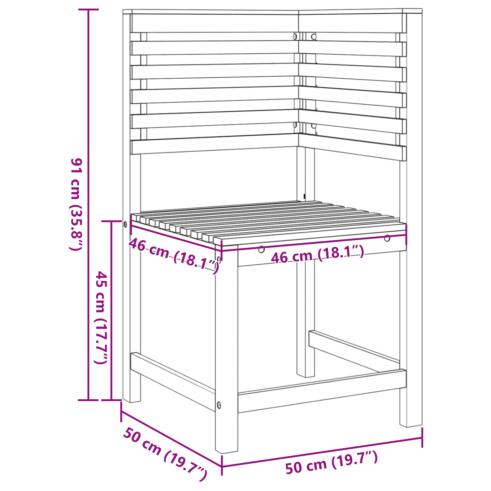 Garden Chair Corner Solid Wood Acacia - Image 9