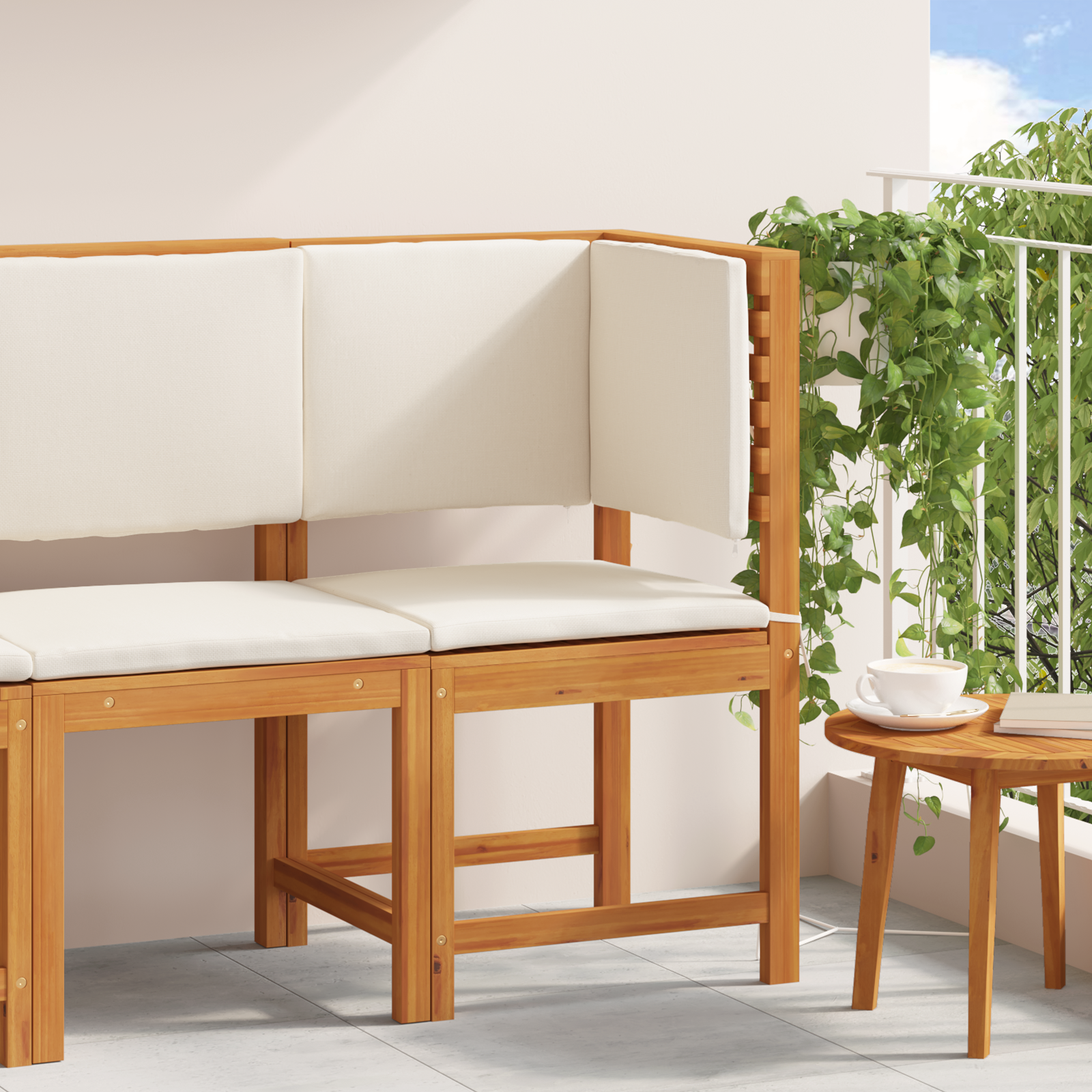 Garden Chair Corner with Cushions Solid Wood Acacia