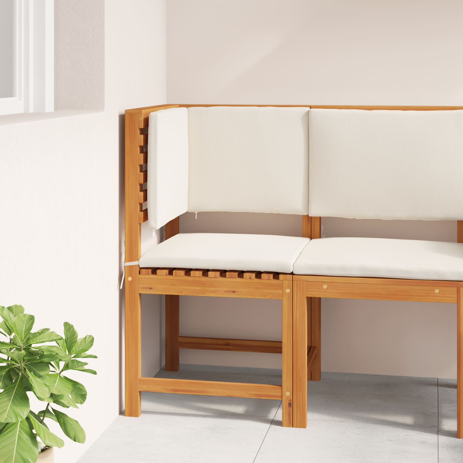 Garden Chair Corner with Cushions Solid Wood Acacia - Image 3