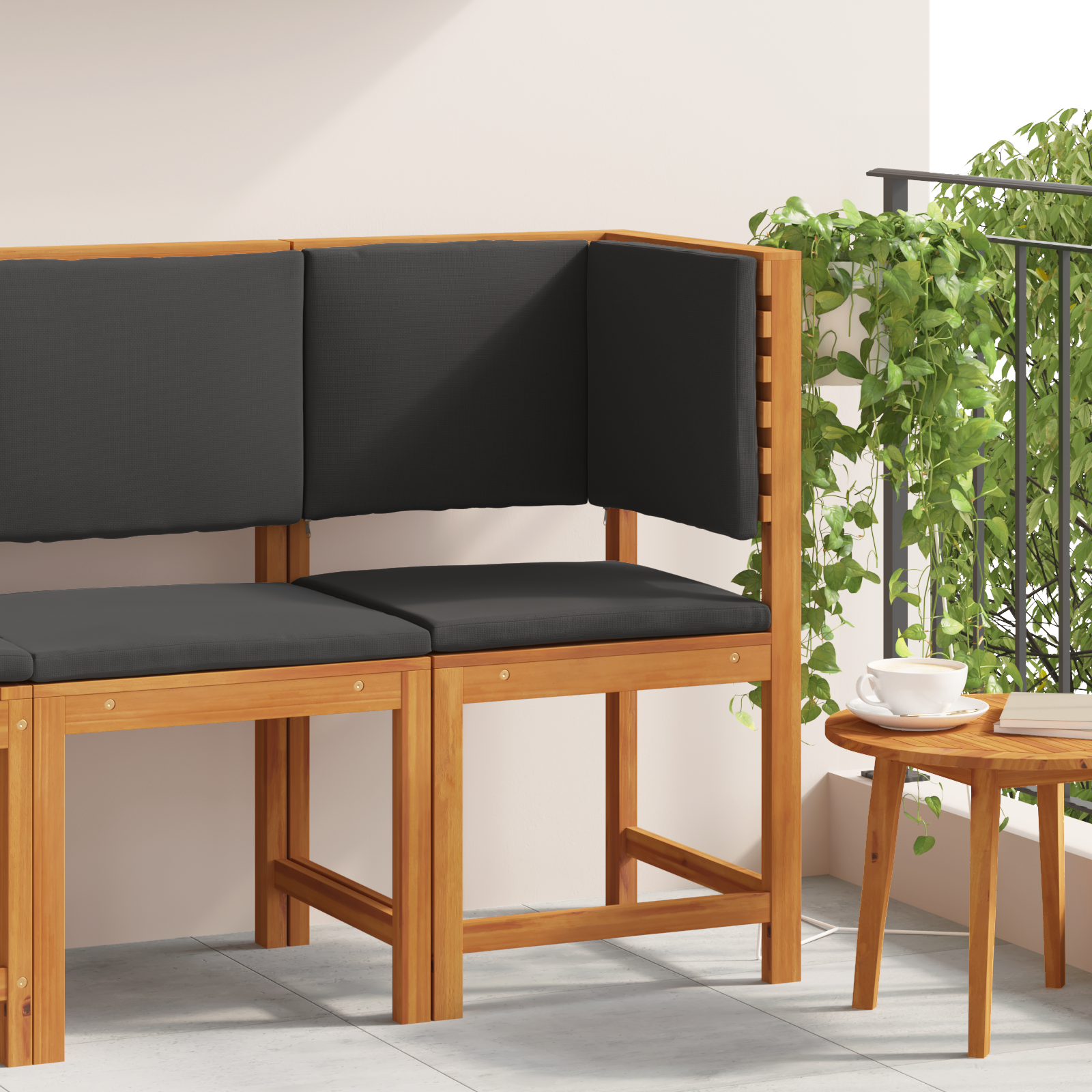 Garden Chair Corner with Cushions Solid Wood Acacia