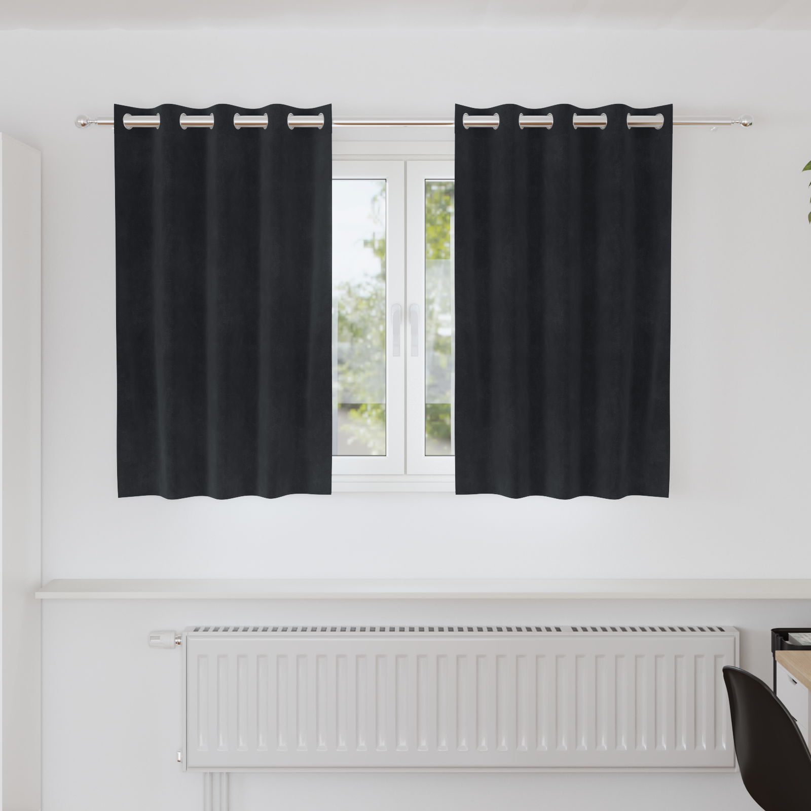 Blackout Curtains with Eyelets 2 pcs Black Velvet
