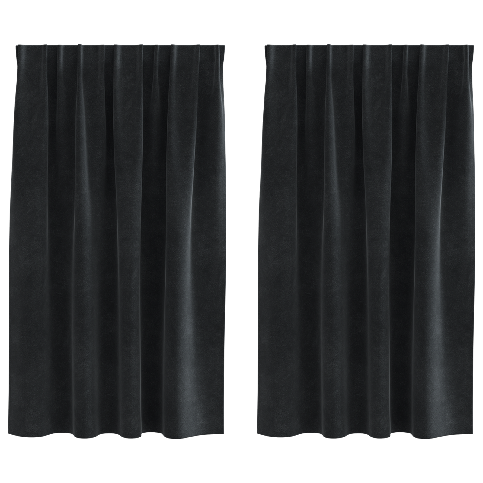 Blackout Curtains with Top Tape 2 pcs Black Velvet - Image 2