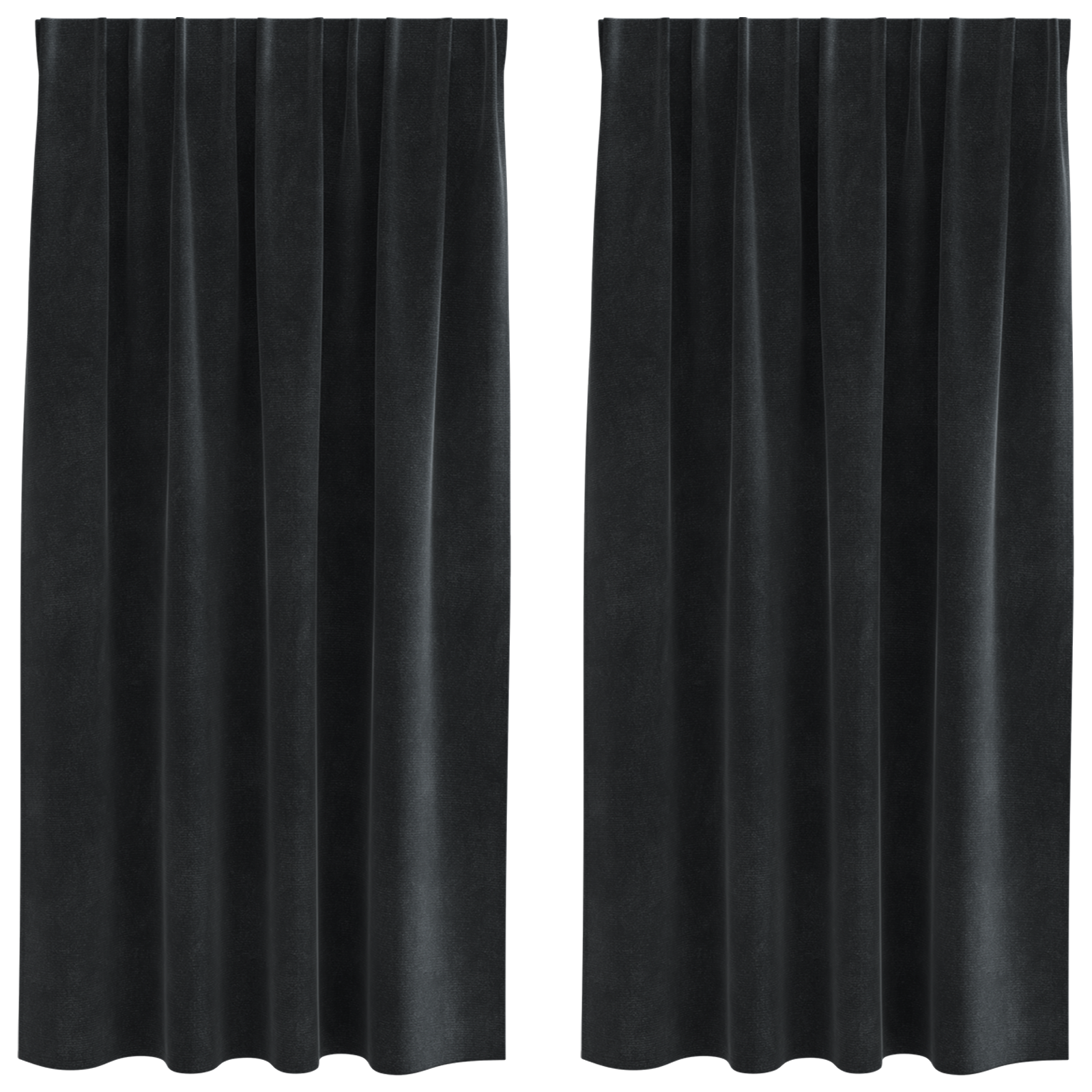 Blackout Curtains with Top Tape 2 pcs Black Velvet - Image 2