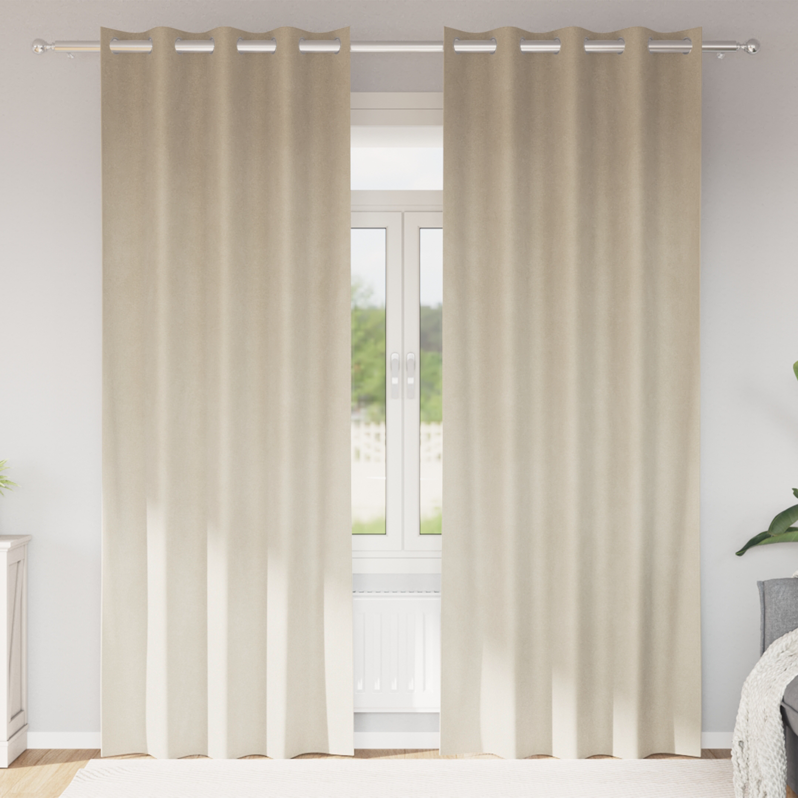 Blackout Curtains with Eyelets 2 pcs Cream Velvet